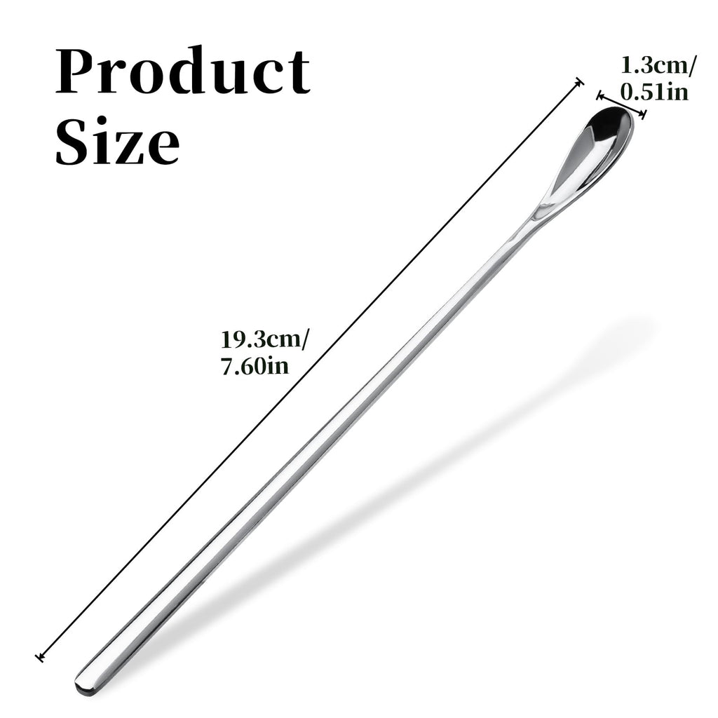 2Pcs Crested Gecko Feeding Spoon, Stainless Steels Reptile Spoon, 7.6 Inch Long Handle Crested Food Feeding Spoon for Gecko Lizard Gargoyle Bearded and Other Small Animals