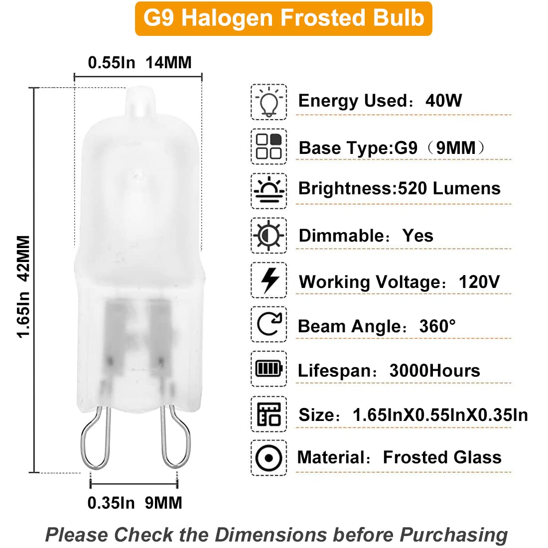 Vinaco G9 Heat Lamp Bulbs for Reptile, Dimmable Night Red UVA UVB Reptile Heat Lamp G9, 2 Pin Base Mini G 9 Halogen Bulbs 50W 120V, Infrared Heat Lamp for Bearded Dragon Gecko Turtle Lizard