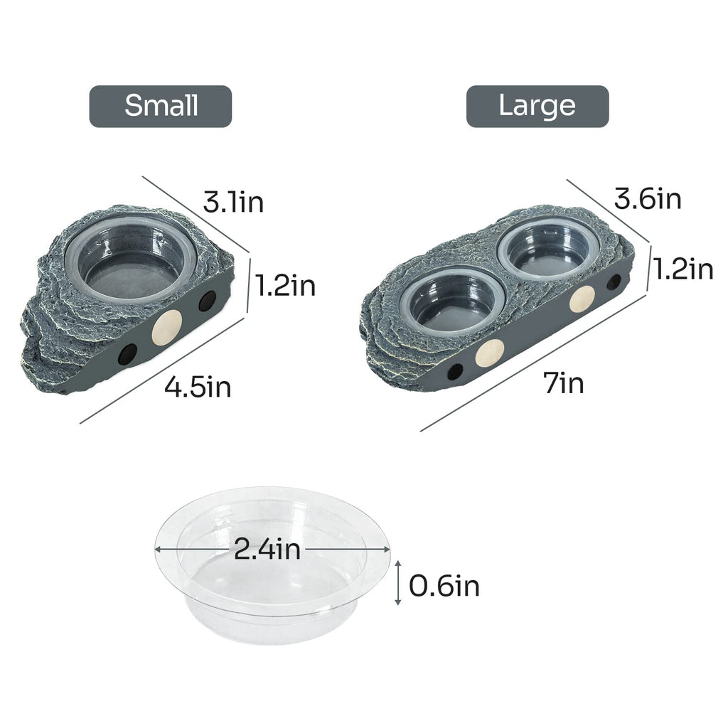 REPTIZOO Reptile Magnetic Feeder Ledge, Single Bowl Reptile Food Dish with 3PCS Feeding Cups Food Water Feeder for Crested Gecko Lizard Chameleon Pets