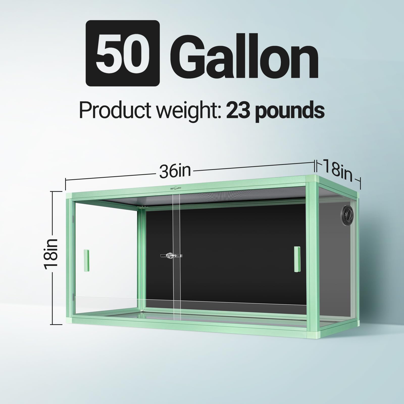 REPTI ZOO 68 Gallon Reptile Terrarium, 48" x 18" x 18" Light Weight Reptile Enclosure, Colored Reptiles Tank with Tempered Glass Door, Large Habitat for Bearded Dragon, Snake, Lizard, Gecko-Green