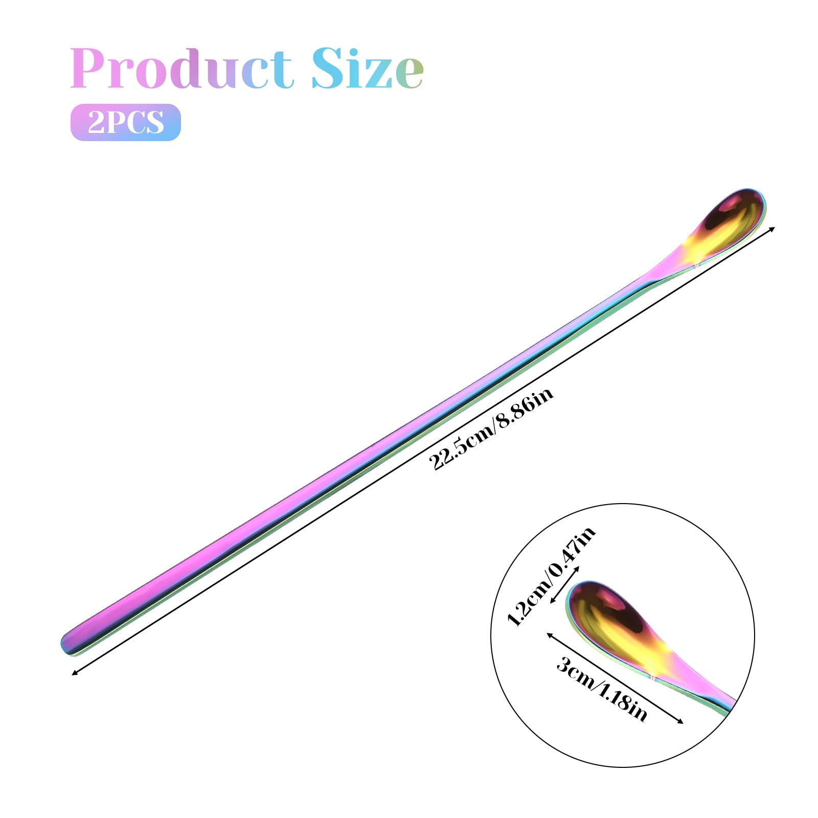 2Pcs Crested Gecko Feeding Spoon, Stainless Steels Reptile Spoon, 7.6 Inch Long Handle Crested Food Feeding Spoon for Gecko Lizard Gargoyle Bearded and Other Small Animals