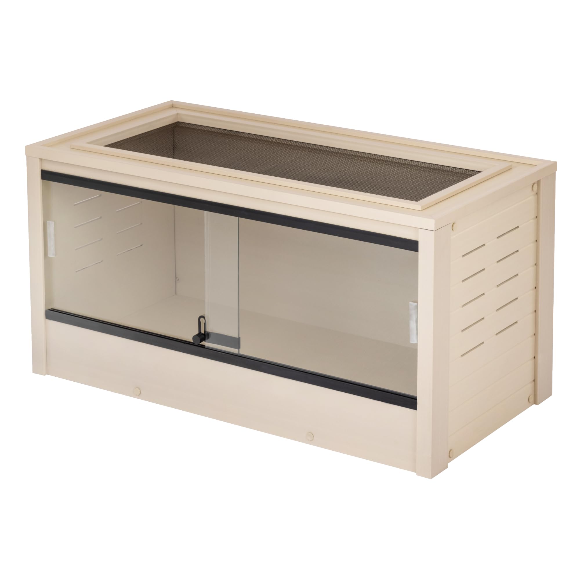 New Age Pet ECOFLEX 48" Wide Large Reptile Habitat, Mojave Lounge for Snakes, Tortoises & Lizards in Maple, Black & Grey, Easy Assembly, Sliding Glass Doors & Mesh Top
