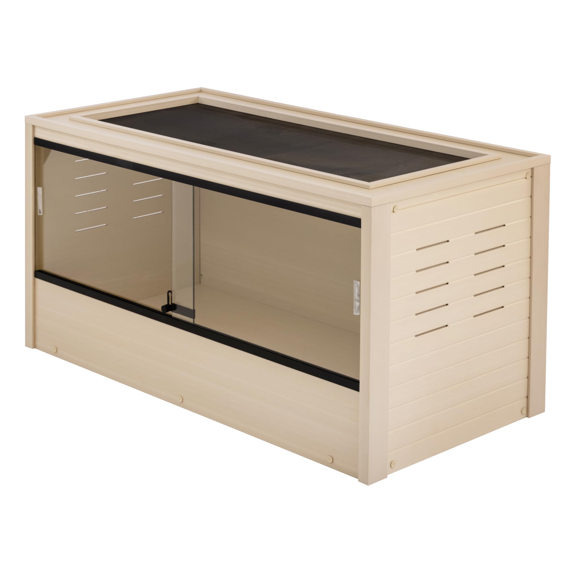 New Age Pet ECOFLEX 48" Wide Large Reptile Habitat, Mojave Lounge for Snakes, Tortoises & Lizards in Maple, Black & Grey, Easy Assembly, Sliding Glass Doors & Mesh Top