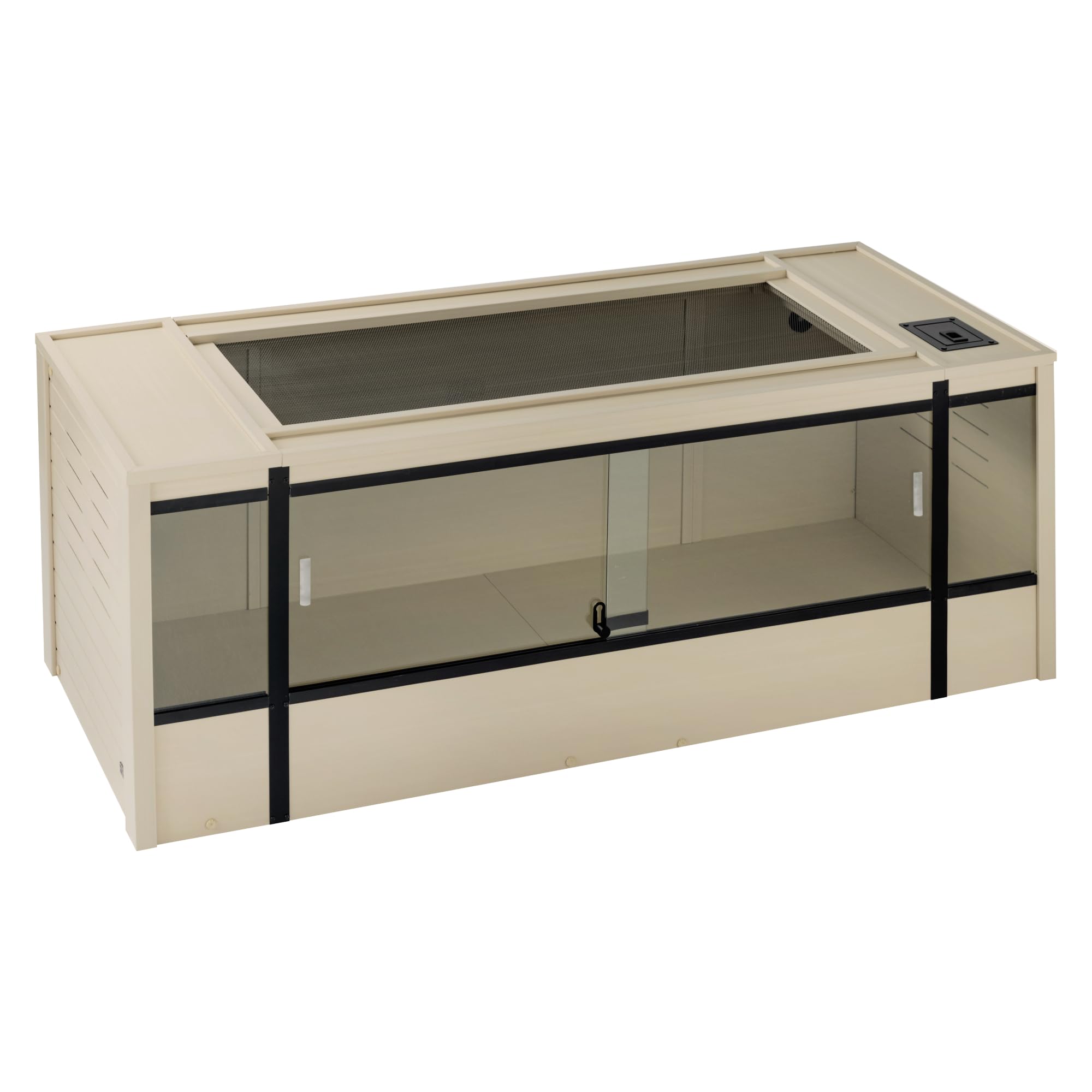 New Age Pet ECOFLEX 48" Wide Large Reptile Habitat, Mojave Lounge for Snakes, Tortoises & Lizards in Maple, Black & Grey, Easy Assembly, Sliding Glass Doors & Mesh Top