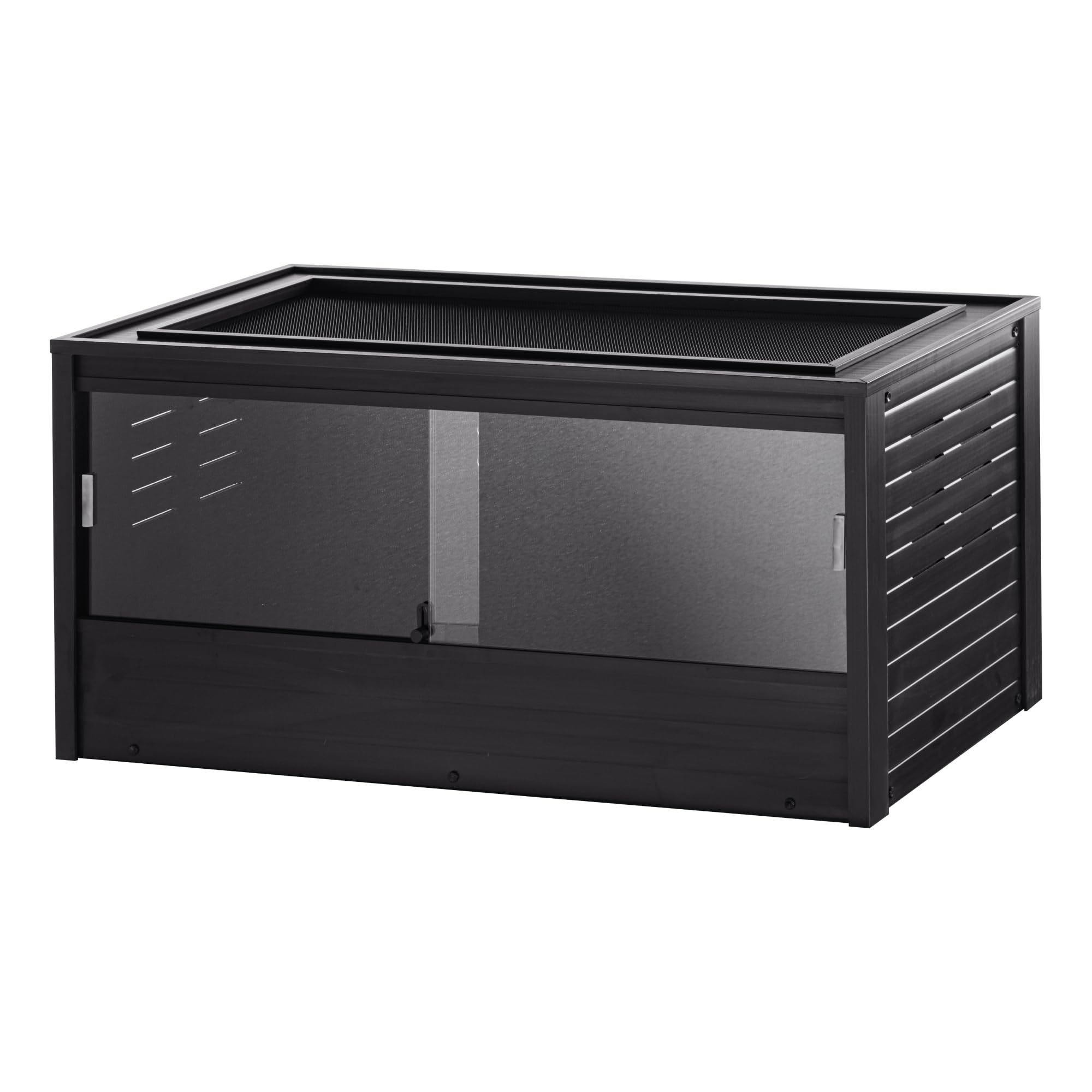 New Age Pet ECOFLEX 48" Wide Large Reptile Habitat, Mojave Lounge for Snakes, Tortoises & Lizards in Maple, Black & Grey, Easy Assembly, Sliding Glass Doors & Mesh Top