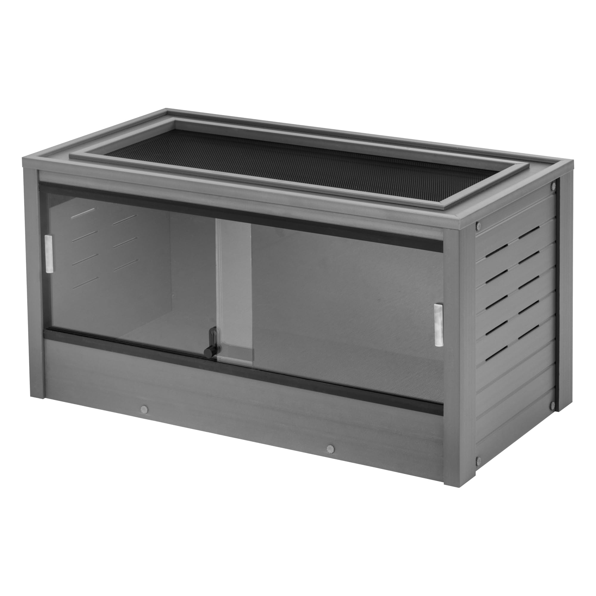 New Age Pet ECOFLEX 48" Wide Large Reptile Habitat, Mojave Lounge for Snakes, Tortoises & Lizards in Maple, Black & Grey, Easy Assembly, Sliding Glass Doors & Mesh Top