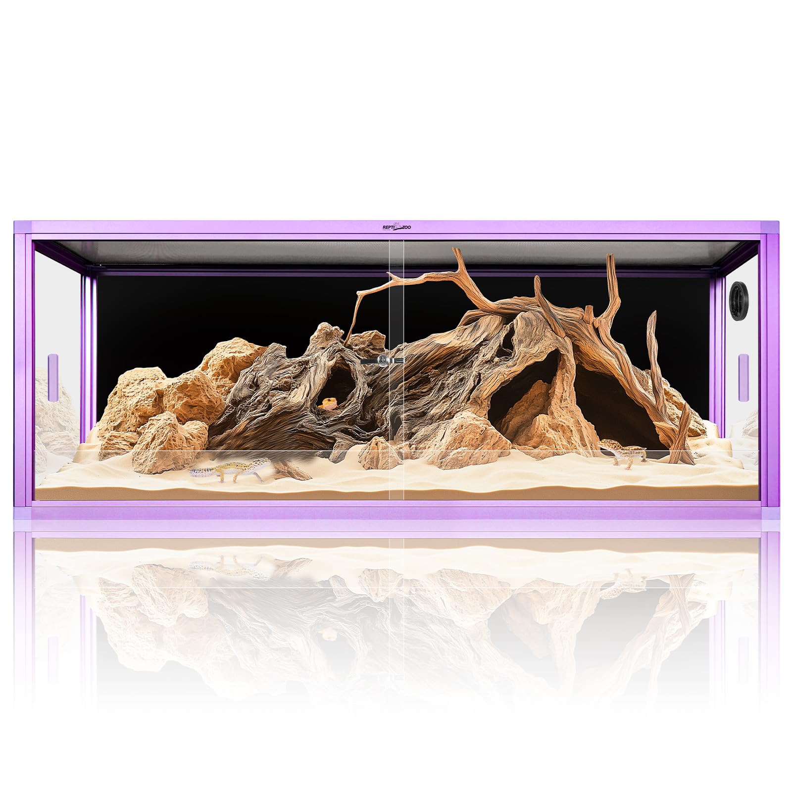 REPTI ZOO 68 Gallon Reptile Terrarium, 48" x 18" x 18" Light Weight Reptile Enclosure, Colored Reptiles Tank with Tempered Glass Door, Large Habitat for Bearded Dragon, Snake, Lizard, Gecko-Green