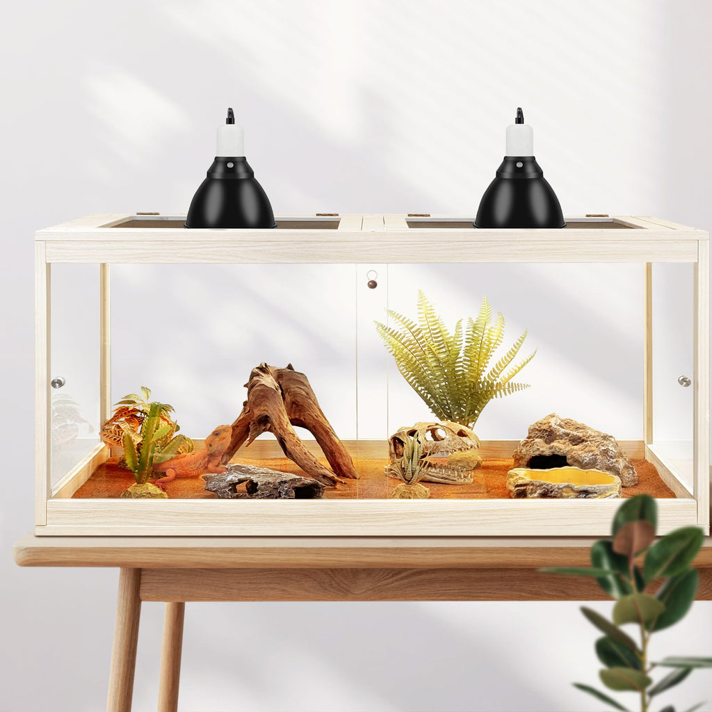 PROLEE Reptile Tank, 65 Gallon Beard Dragon Tank, Tempered Glass Reptile Encloure and Snake Tank with Locking Design for Lizard,Gecko,Chameleon (40"X19.5"X19.5",Black)