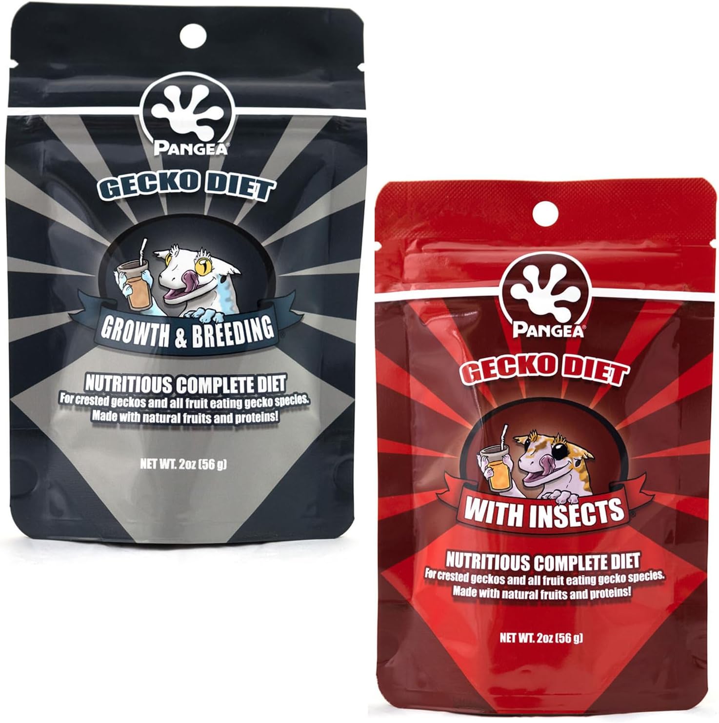 Pangea Gecko Diet Fruit w/Insects & Breeding Bundle - 2oz Fruit & Insects and Breeding Formula
