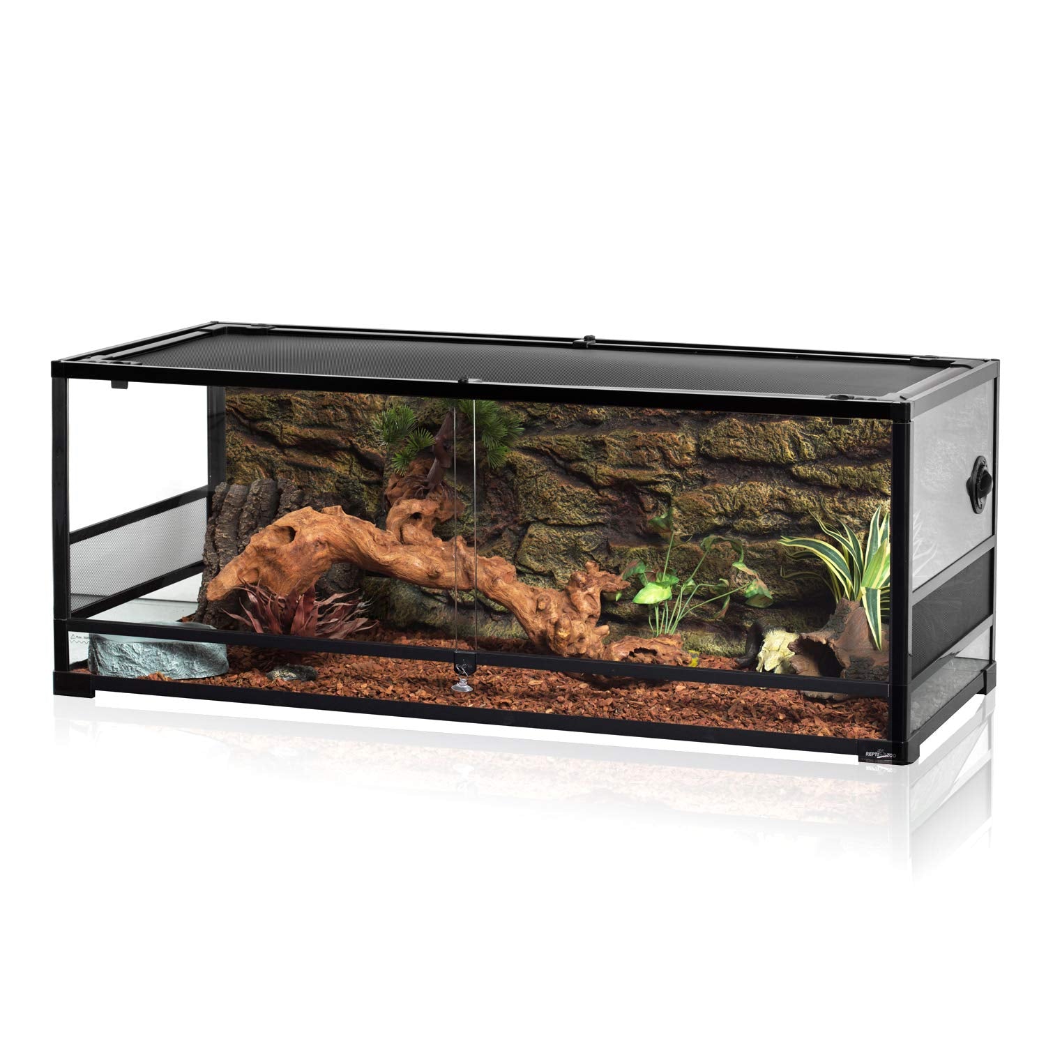 REPTI ZOO 67 Gallon Reptile Large Terrarium Newly Upgraded All Glass 48" x 18" x 18" Double Hinge Door with Top Ventilation Reptile Terrarium(Knock-Down)