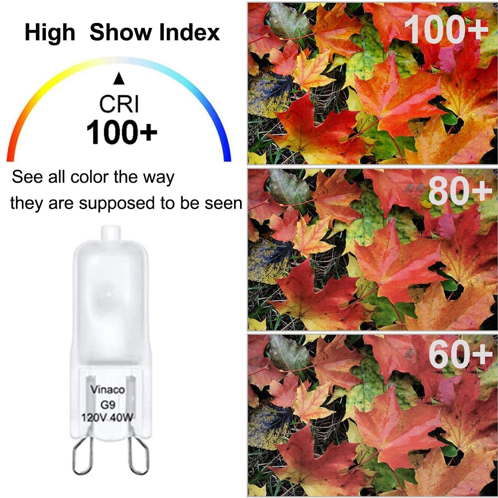 Vinaco G9 Heat Lamp Bulbs for Reptile, Dimmable Night Red UVA UVB Reptile Heat Lamp G9, 2 Pin Base Mini G 9 Halogen Bulbs 50W 120V, Infrared Heat Lamp for Bearded Dragon Gecko Turtle Lizard
