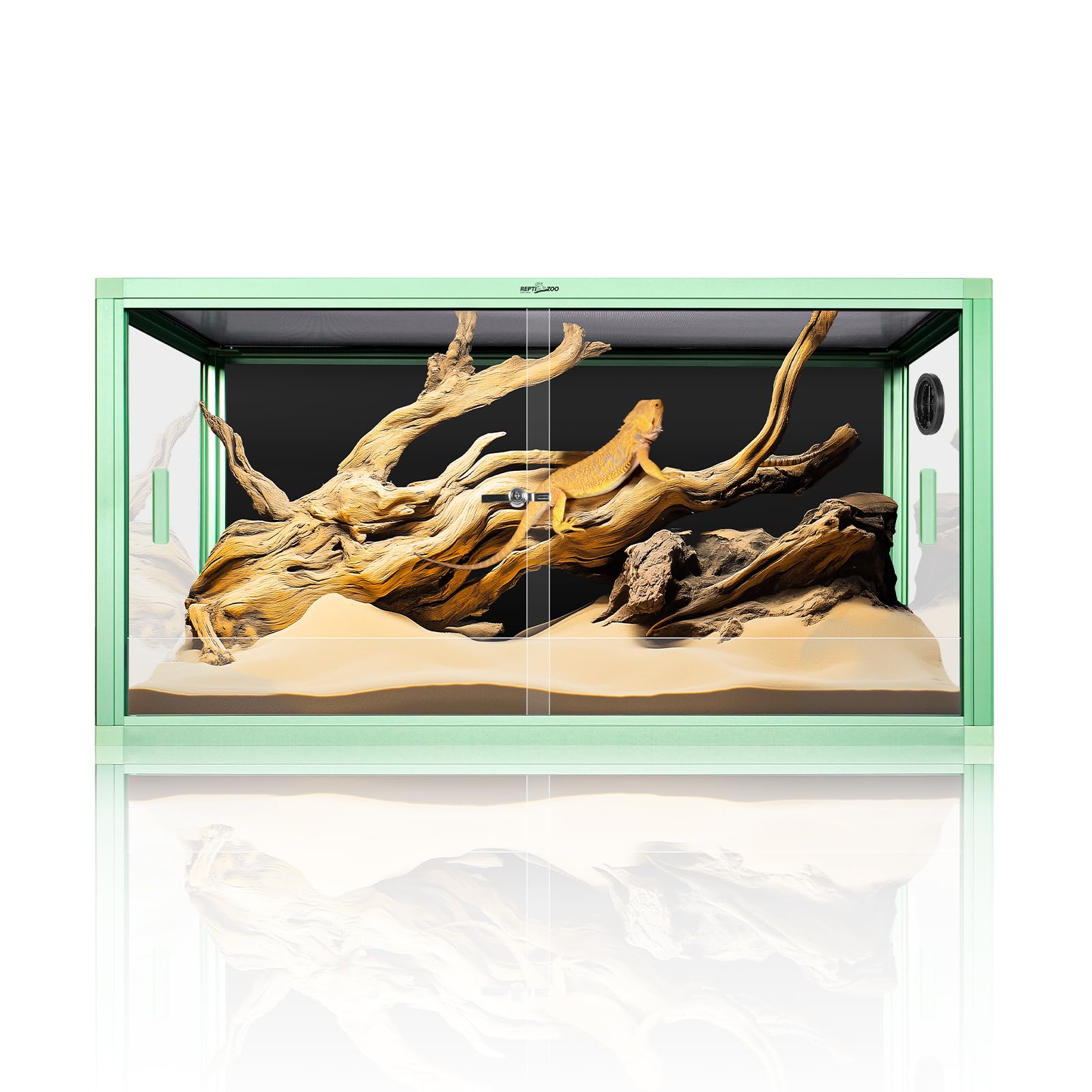 REPTI ZOO 68 Gallon Reptile Terrarium, 48" x 18" x 18" Light Weight Reptile Enclosure, Colored Reptiles Tank with Tempered Glass Door, Large Habitat for Bearded Dragon, Snake, Lizard, Gecko-Green