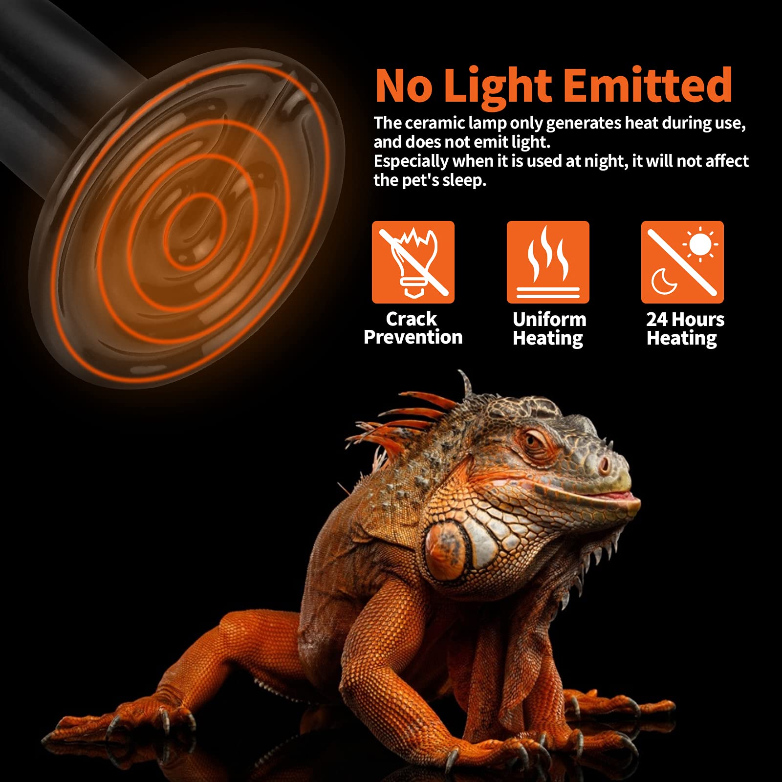LUCKY HERP 150W Ceramic Heat Emitter, Reptile Heat Bulbs, Ceramic Heat Lamp for Reptiles, Amphibian, Chicken, Dog, Cat (2-Pack)