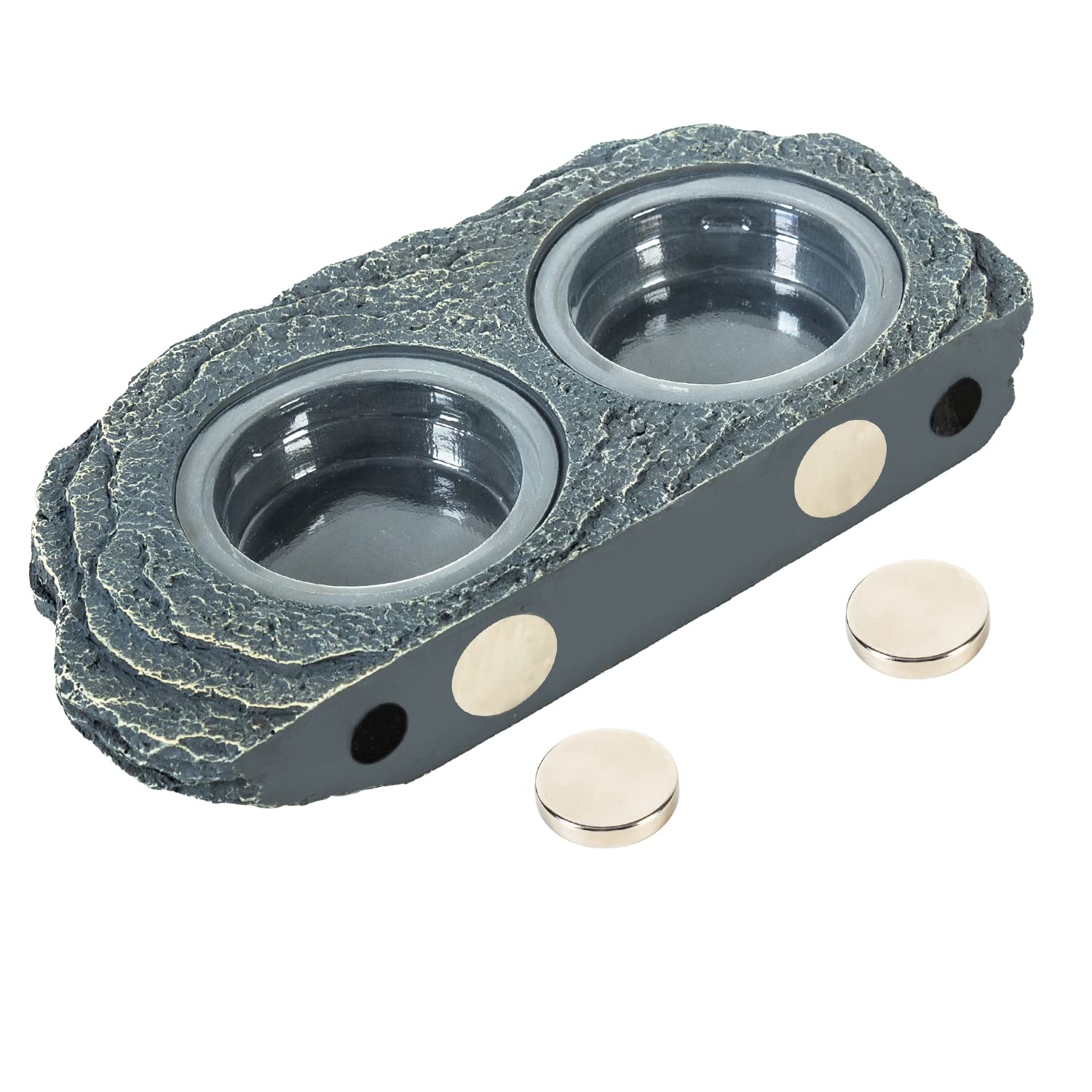 REPTIZOO Reptile Magnetic Feeder Ledge, Single Bowl Reptile Food Dish with 3PCS Feeding Cups Food Water Feeder for Crested Gecko Lizard Chameleon Pets