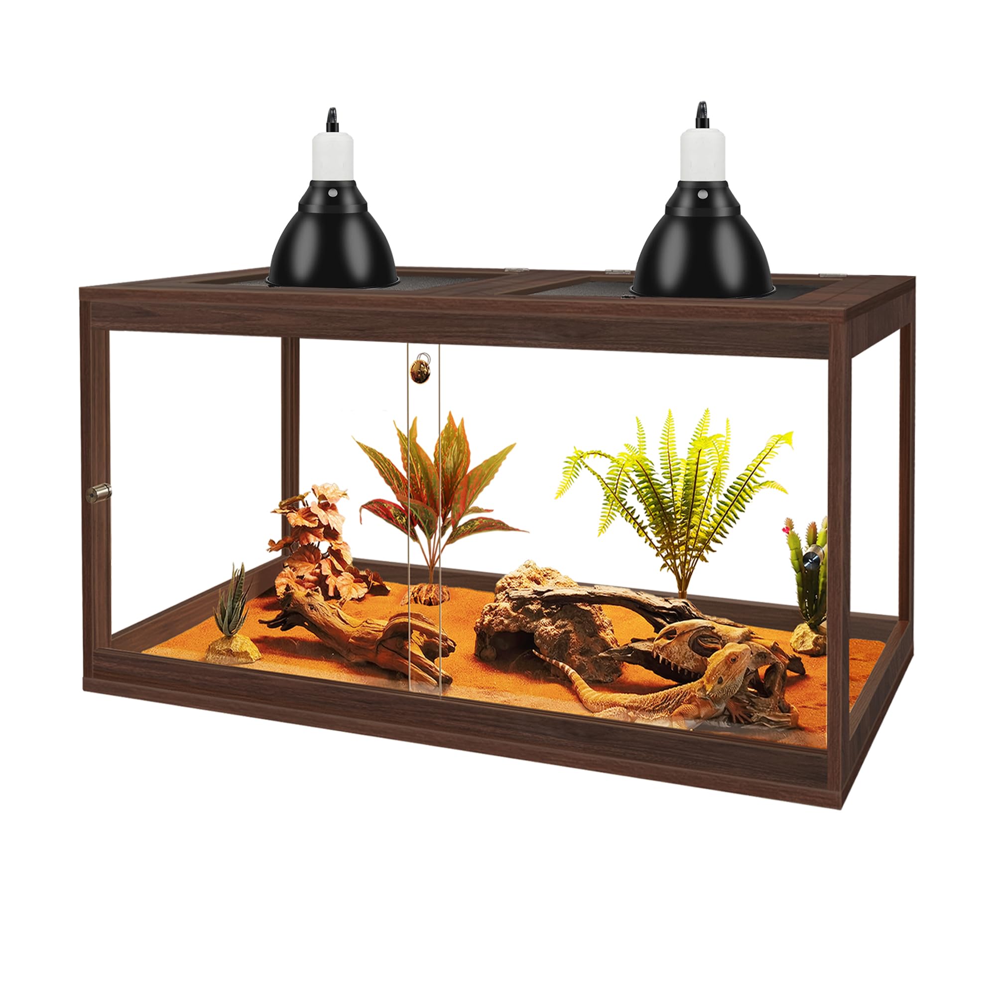 PROLEE Bearded Dragon Tank, 81 Gallon Reptile Tank with Meatl Mesh Roof and Front Sliding Door, Lizard Tank, Spacious Reptile Enclosure for Snakes, Lguanas, Chameleons (Black)