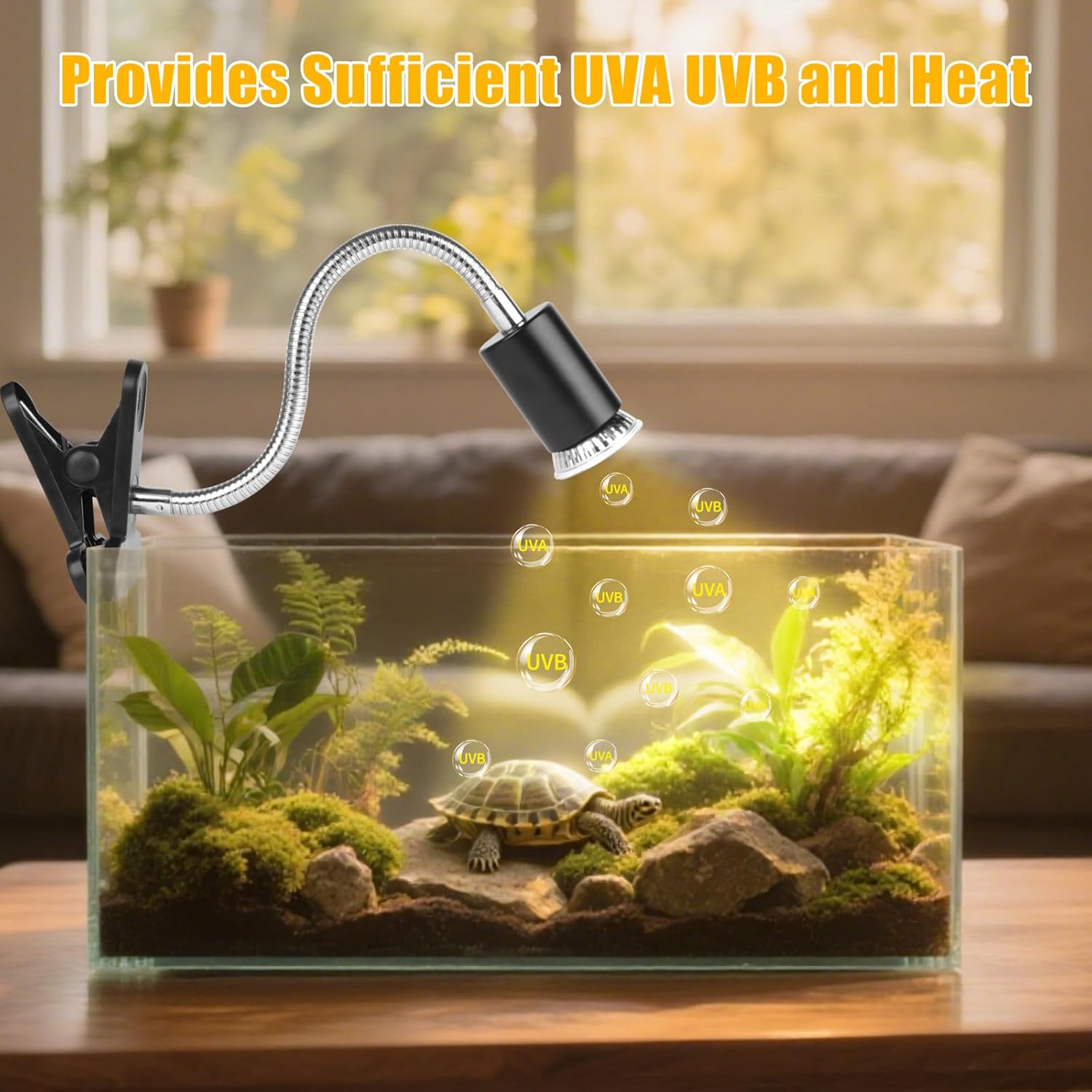 Turtle Basking Light (Cycle Timer), Tortoise Lamp UVA UVB Heat Bulbs -2 Pack 50W, 360°Rotatable Turtle UVA/UVB Basking Heat Light Bulb for Lizard, Beared Dragon