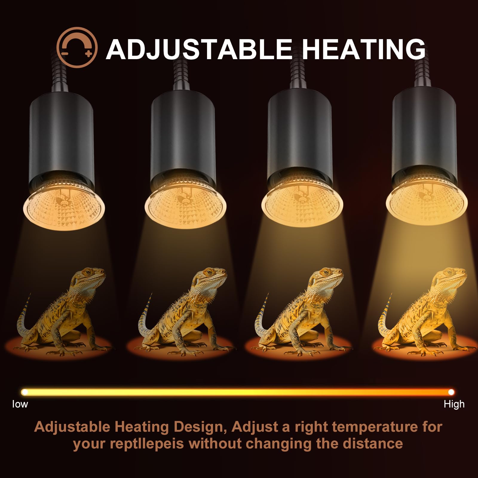 4-Pack 50W UVA Bulbs, Fit E26 Heat Reptile Lamp, Light Turtle Heat Lamp for Reptiles and Amphibian Tanks, Terrariums and Cages, Works with Various Lamp Fixtures