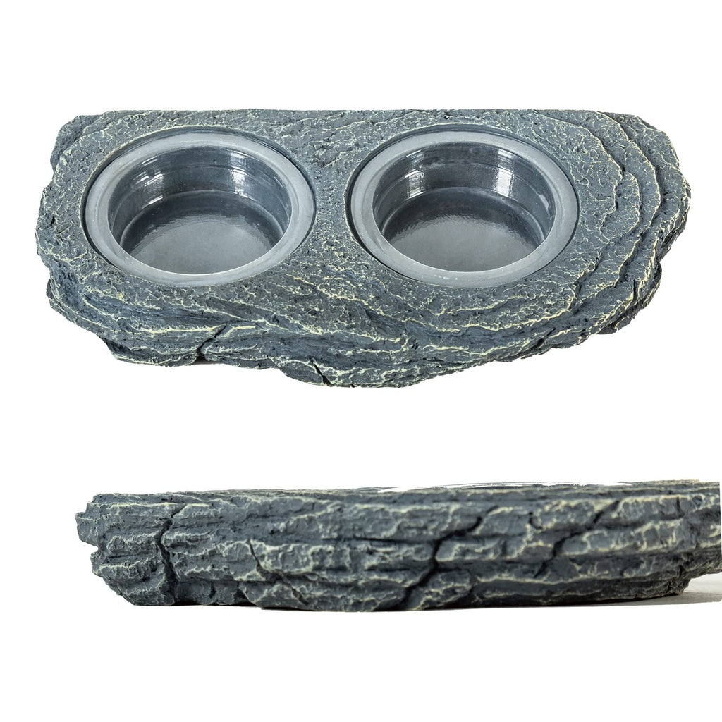 REPTIZOO Reptile Magnetic Feeder Ledge, Single Bowl Reptile Food Dish with 3PCS Feeding Cups Food Water Feeder for Crested Gecko Lizard Chameleon Pets