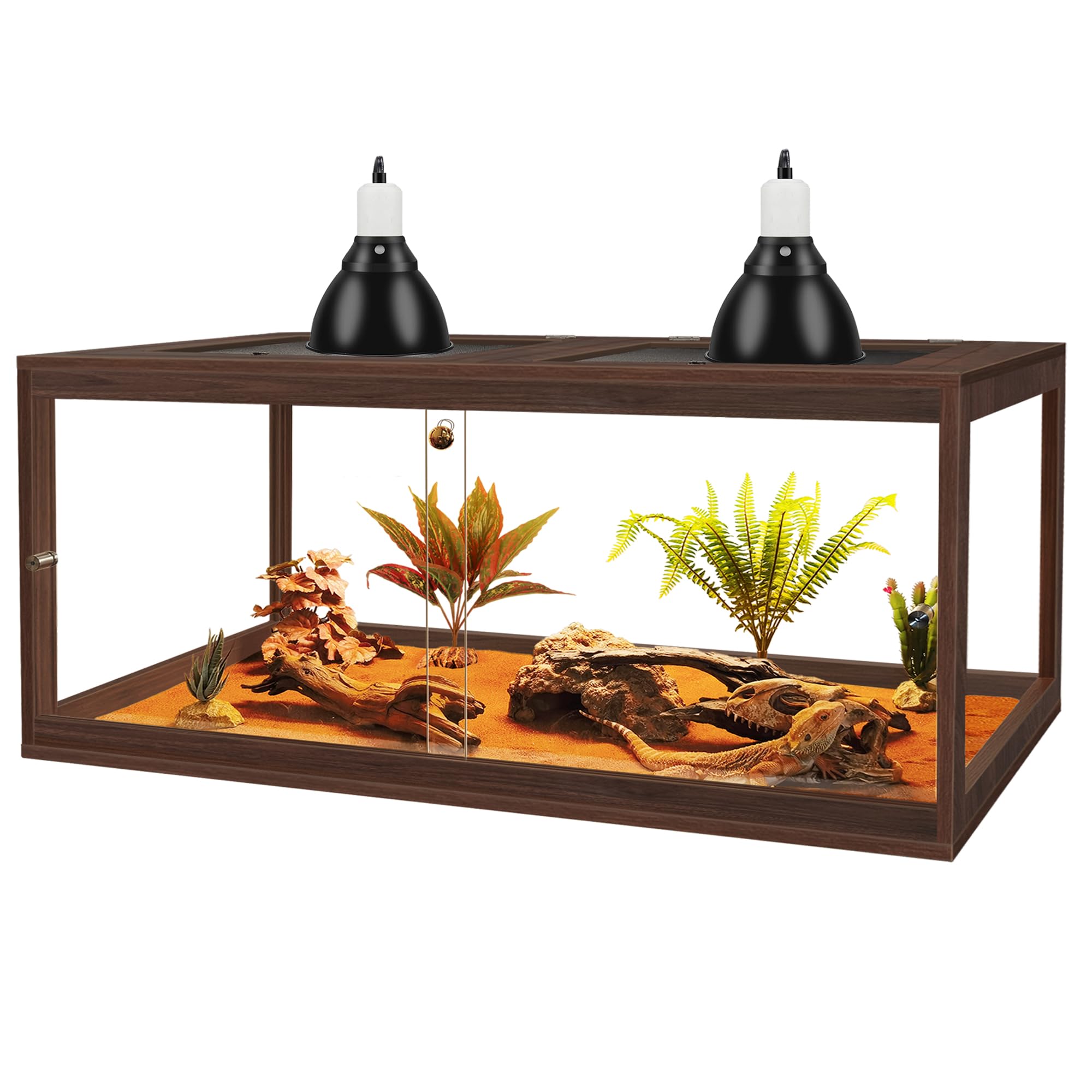 PROLEE Bearded Dragon Tank, 81 Gallon Reptile Tank with Meatl Mesh Roof and Front Sliding Door, Lizard Tank, Spacious Reptile Enclosure for Snakes, Lguanas, Chameleons (Black)