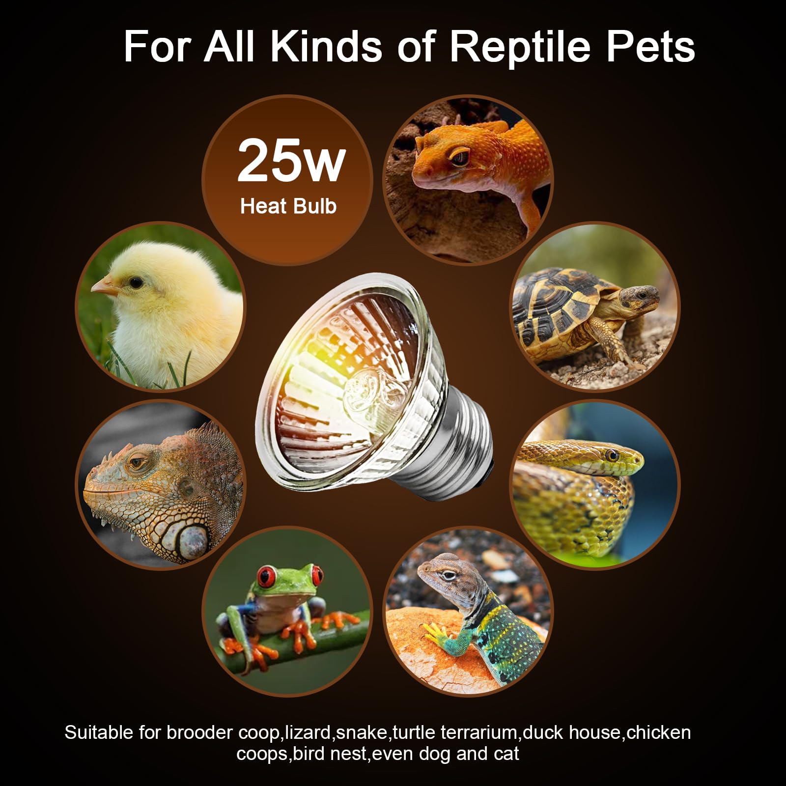 4-Pack 50W UVA Bulbs, Fit E26 Heat Reptile Lamp, Light Turtle Heat Lamp for Reptiles and Amphibian Tanks, Terrariums and Cages, Works with Various Lamp Fixtures