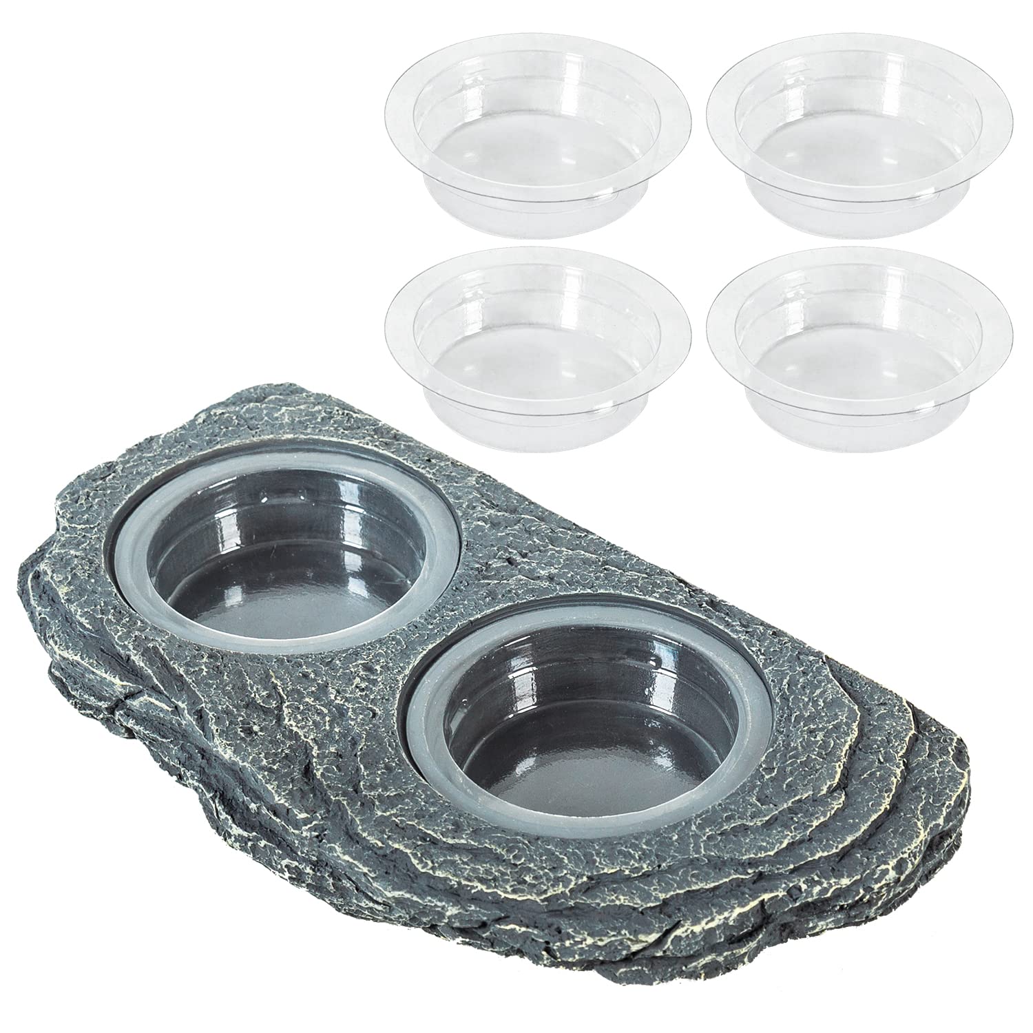 REPTIZOO Reptile Magnetic Feeder Ledge, Single Bowl Reptile Food Dish with 3PCS Feeding Cups Food Water Feeder for Crested Gecko Lizard Chameleon Pets