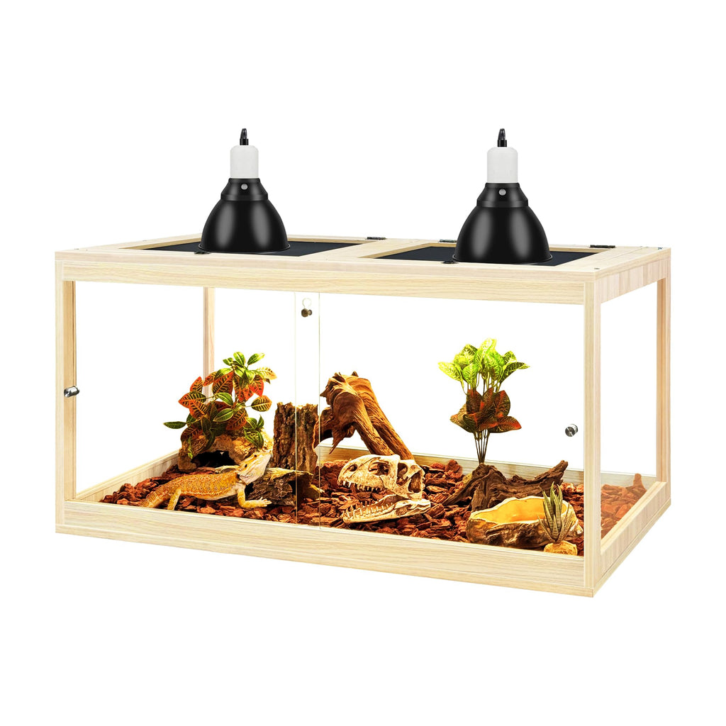 PROLEE Reptile Tank, 65 Gallon Beard Dragon Tank, Tempered Glass Reptile Encloure and Snake Tank with Locking Design for Lizard,Gecko,Chameleon (40"X19.5"X19.5",Black)