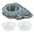 REPTIZOO Reptile Magnetic Feeder Ledge, Single Bowl Reptile Food Dish with 3PCS Feeding Cups Food Water Feeder for Crested Gecko Lizard Chameleon Pets