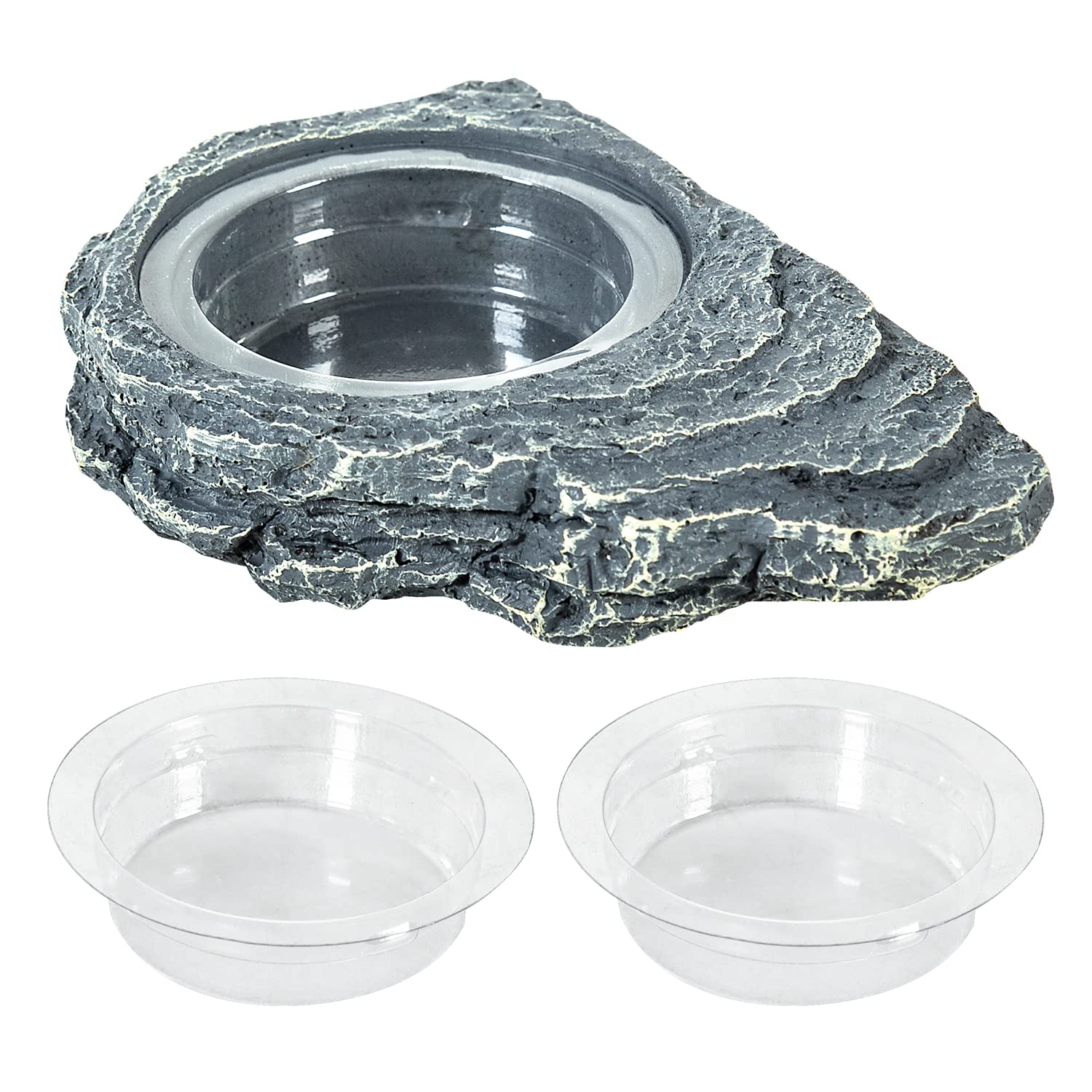 REPTIZOO Reptile Magnetic Feeder Ledge, Single Bowl Reptile Food Dish with 3PCS Feeding Cups Food Water Feeder for Crested Gecko Lizard Chameleon Pets