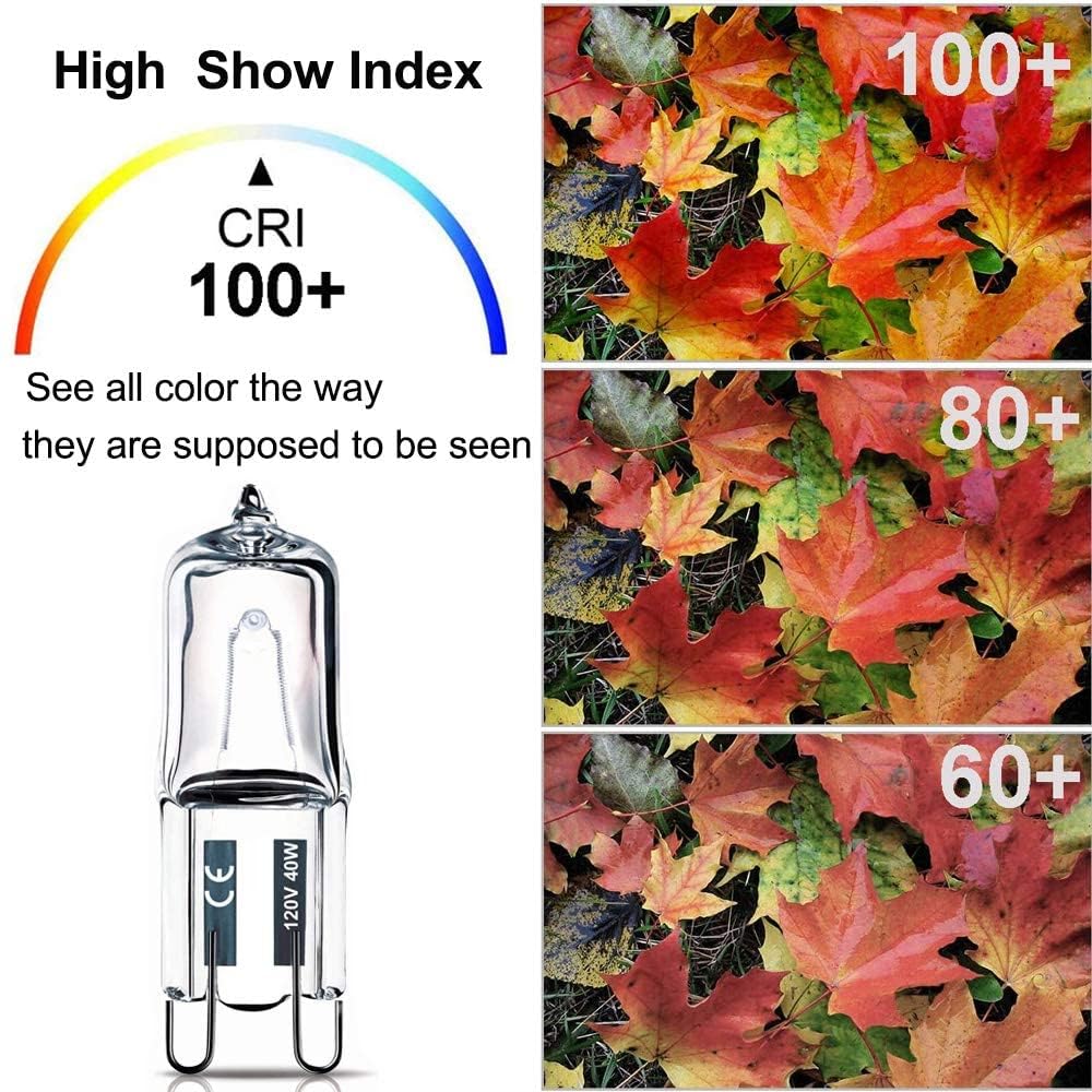 Vinaco G9 Heat Lamp Bulbs for Reptile, Dimmable Night Red UVA UVB Reptile Heat Lamp G9, 2 Pin Base Mini G 9 Halogen Bulbs 50W 120V, Infrared Heat Lamp for Bearded Dragon Gecko Turtle Lizard