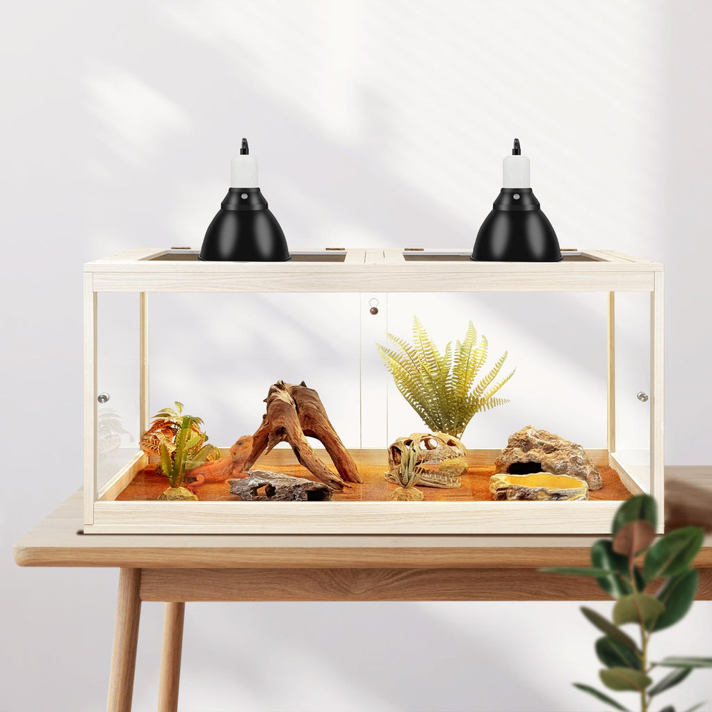 PROLEE Reptile Tank, 65 Gallon Beard Dragon Tank, Tempered Glass Reptile Encloure and Snake Tank with Locking Design for Lizard,Gecko,Chameleon (40"X19.5"X19.5",Black)