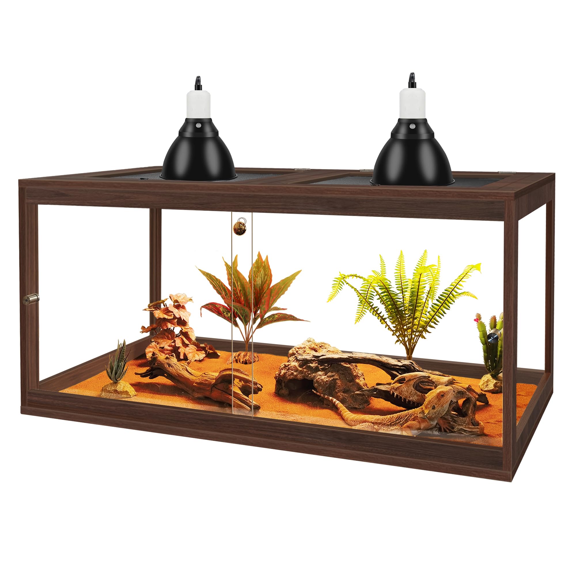 PROLEE Bearded Dragon Tank, 81 Gallon Reptile Tank with Meatl Mesh Roof and Front Sliding Door, Lizard Tank, Spacious Reptile Enclosure for Snakes, Lguanas, Chameleons (Black)