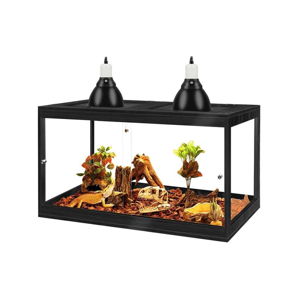 PROLEE Reptile Tank, 65 Gallon Beard Dragon Tank, Tempered Glass Reptile Encloure and Snake Tank with Locking Design for Lizard,Gecko,Chameleon (40"X19.5"X19.5",Black)