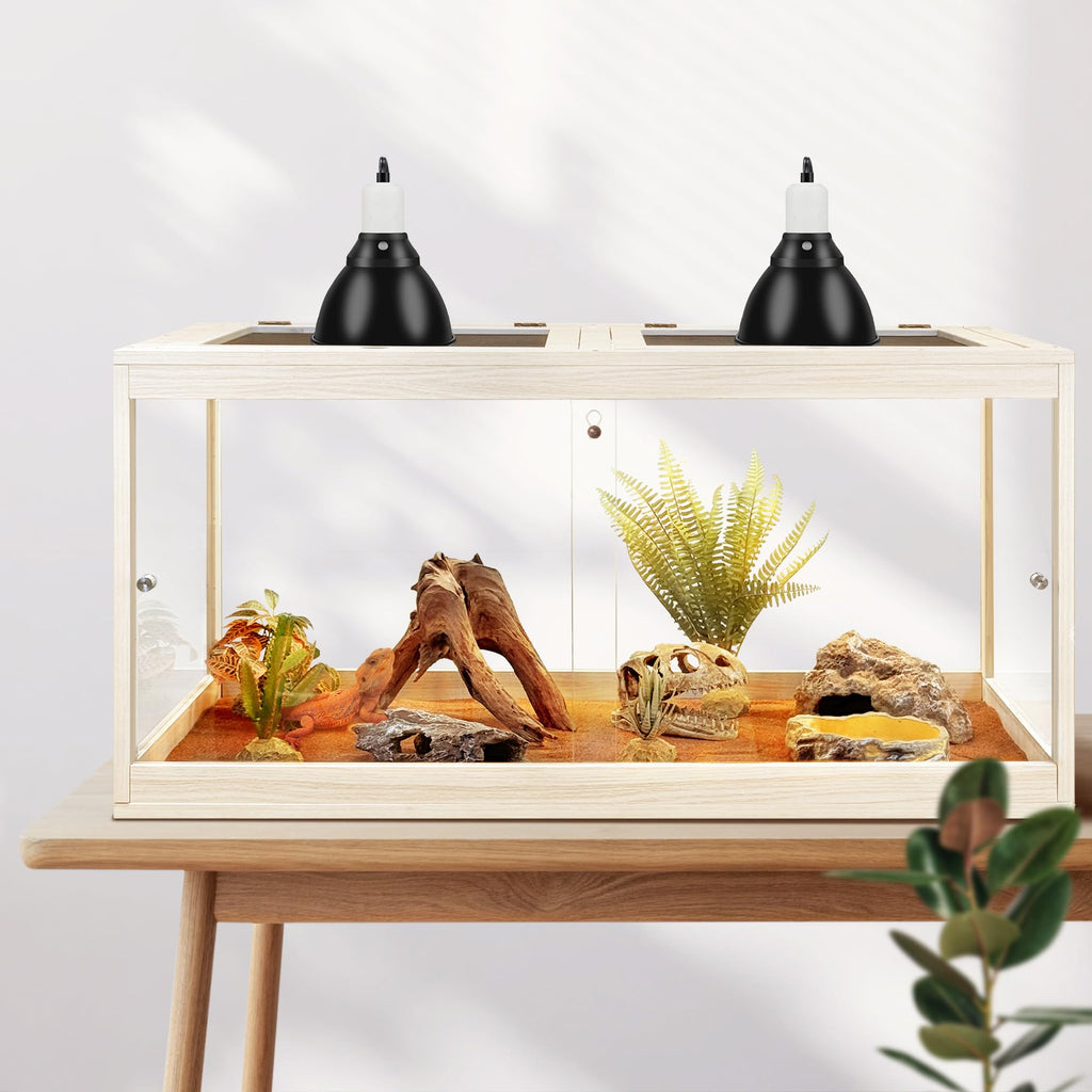 PROLEE Reptile Tank, 65 Gallon Beard Dragon Tank, Tempered Glass Reptile Encloure and Snake Tank with Locking Design for Lizard,Gecko,Chameleon (40"X19.5"X19.5",Black)