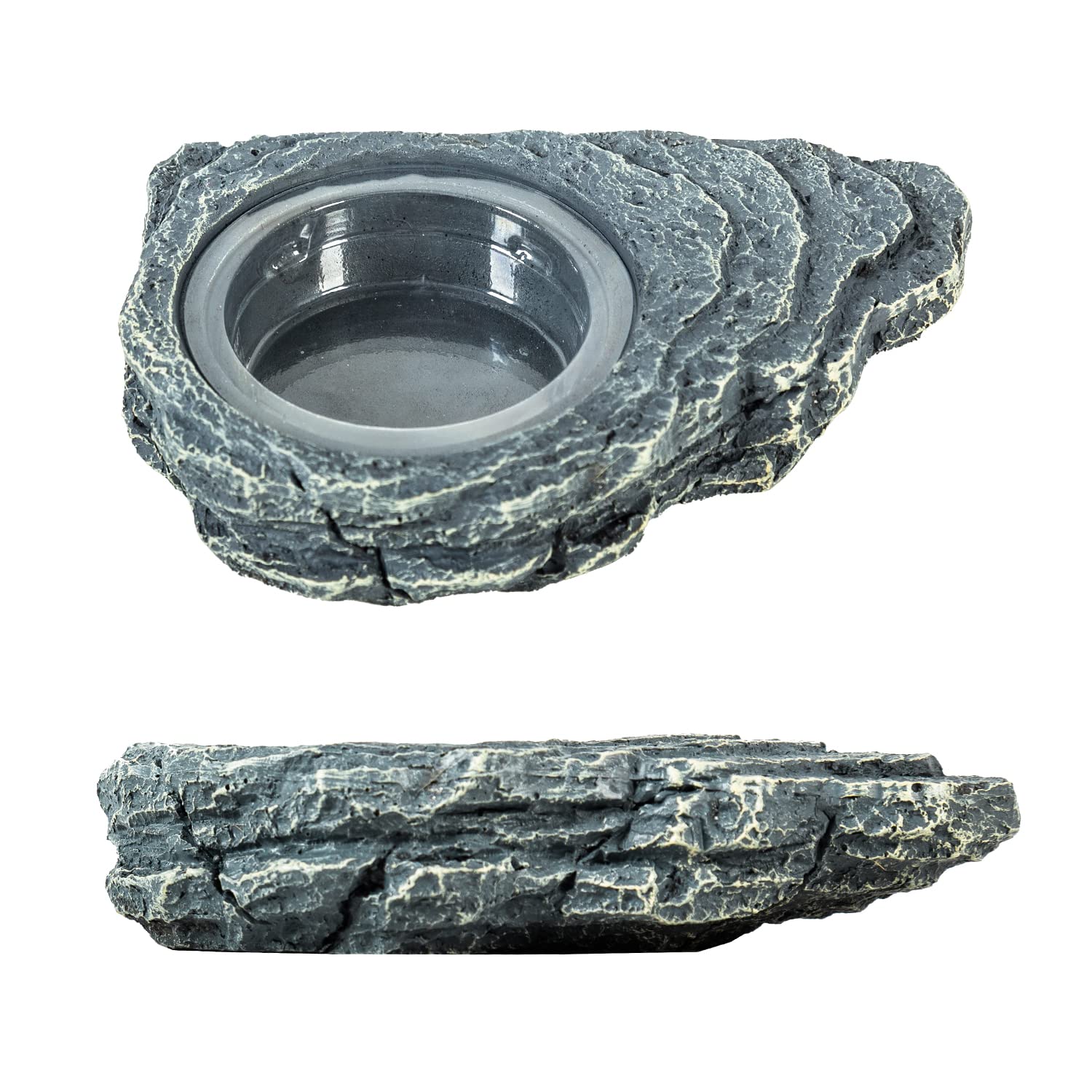 REPTIZOO Reptile Magnetic Feeder Ledge, Single Bowl Reptile Food Dish with 3PCS Feeding Cups Food Water Feeder for Crested Gecko Lizard Chameleon Pets