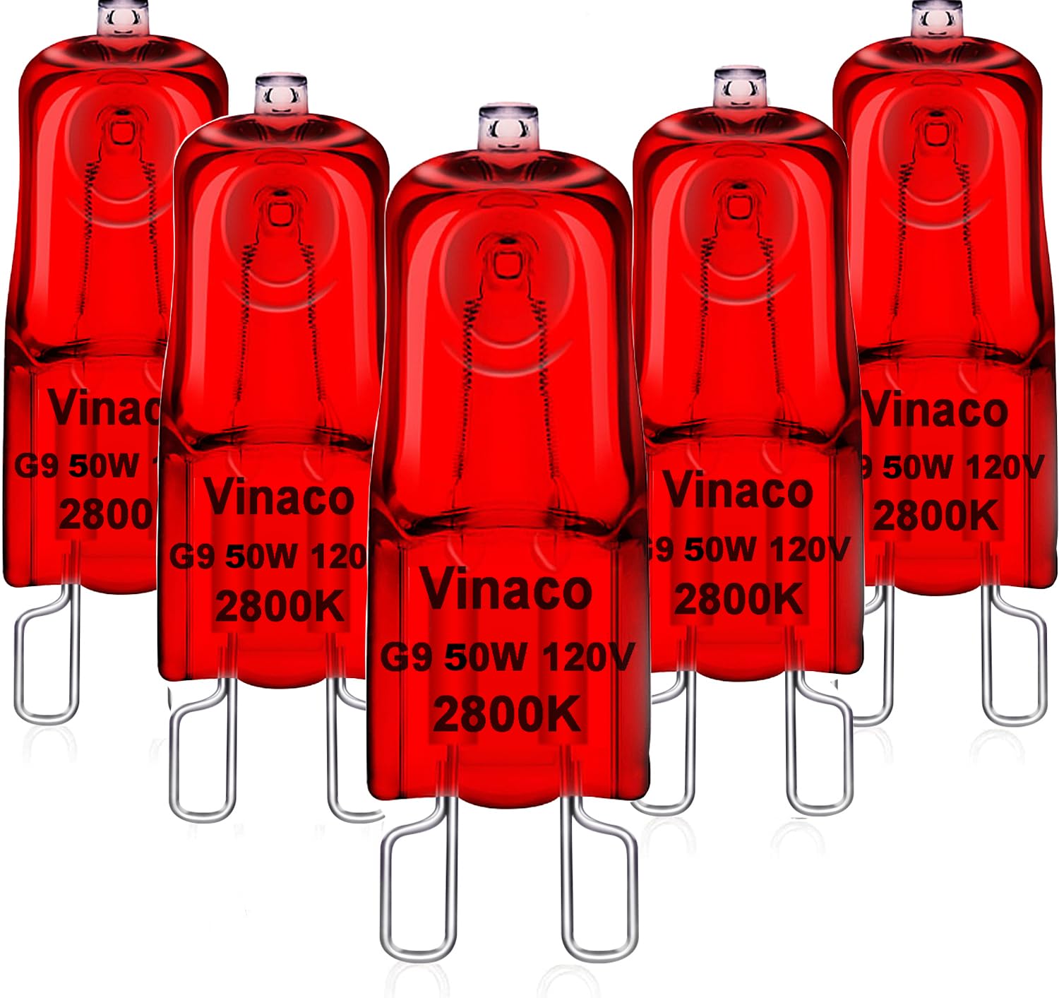 Vinaco G9 Heat Lamp Bulbs for Reptile, Dimmable Night Red UVA UVB Reptile Heat Lamp G9, 2 Pin Base Mini G 9 Halogen Bulbs 50W 120V, Infrared Heat Lamp for Bearded Dragon Gecko Turtle Lizard