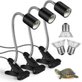 3 Set Reptile Heat Lamp UVA/UVB Turtle Heat Lamp Holder Fixture Clamp Basking Spot Adjustable 50w Full Spectrum Sun Sunbathe Bulb for Turtle Lizard Bearded Dragon Snake Aquarium Amphibian(Black)