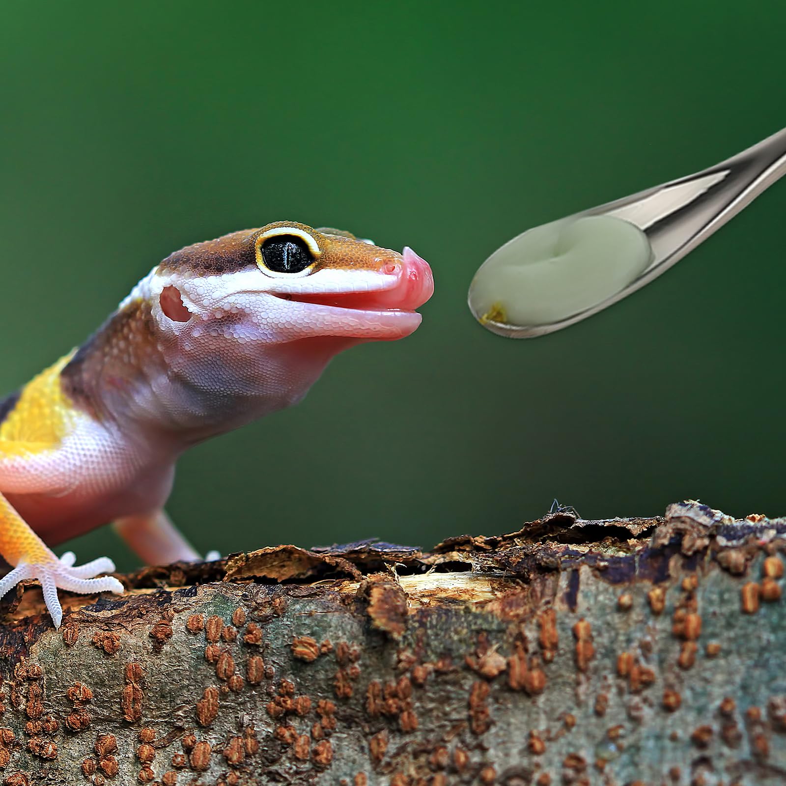 2Pcs Crested Gecko Feeding Spoon, Stainless Steels Reptile Spoon, 7.6 Inch Long Handle Crested Food Feeding Spoon for Gecko Lizard Gargoyle Bearded and Other Small Animals