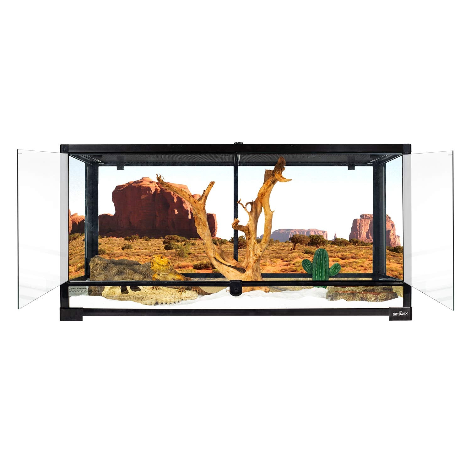 REPTI ZOO 67 Gallon Reptile Large Terrarium Newly Upgraded All Glass 48" x 18" x 18" Double Hinge Door with Top Ventilation Reptile Terrarium(Knock-Down)
