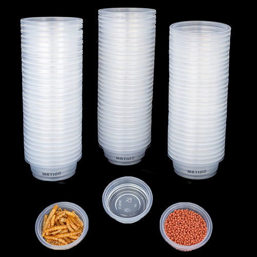 100 pcs 0.5oz Crested Gecko Food and Water Feeding Cups, Reptile Feeder Bowls, for Lizard and Other Small Pet Ledge Accessories Supplies