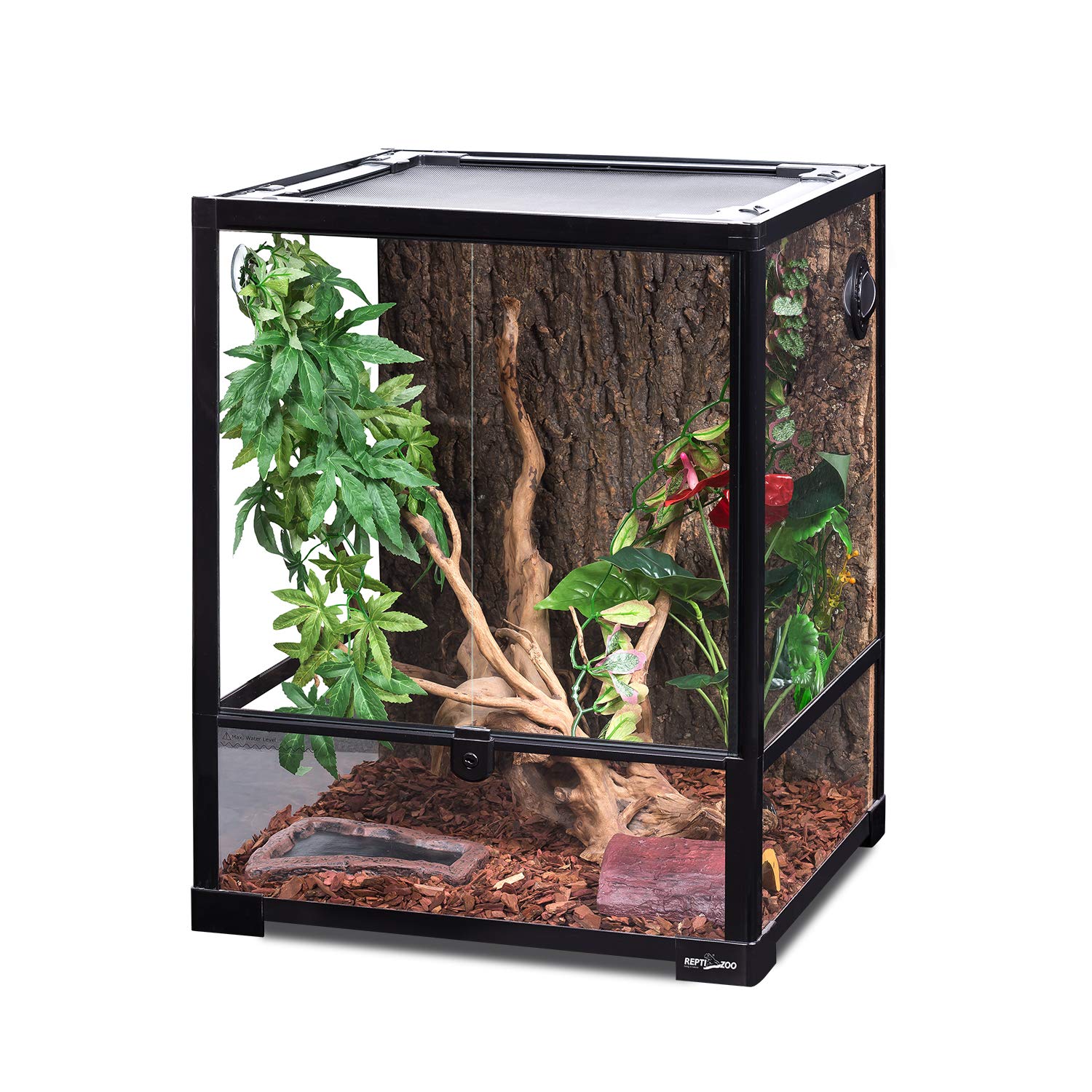 REPTI ZOO 67 Gallon Reptile Large Terrarium Newly Upgraded All Glass 48" x 18" x 18" Double Hinge Door with Top Ventilation Reptile Terrarium(Knock-Down)