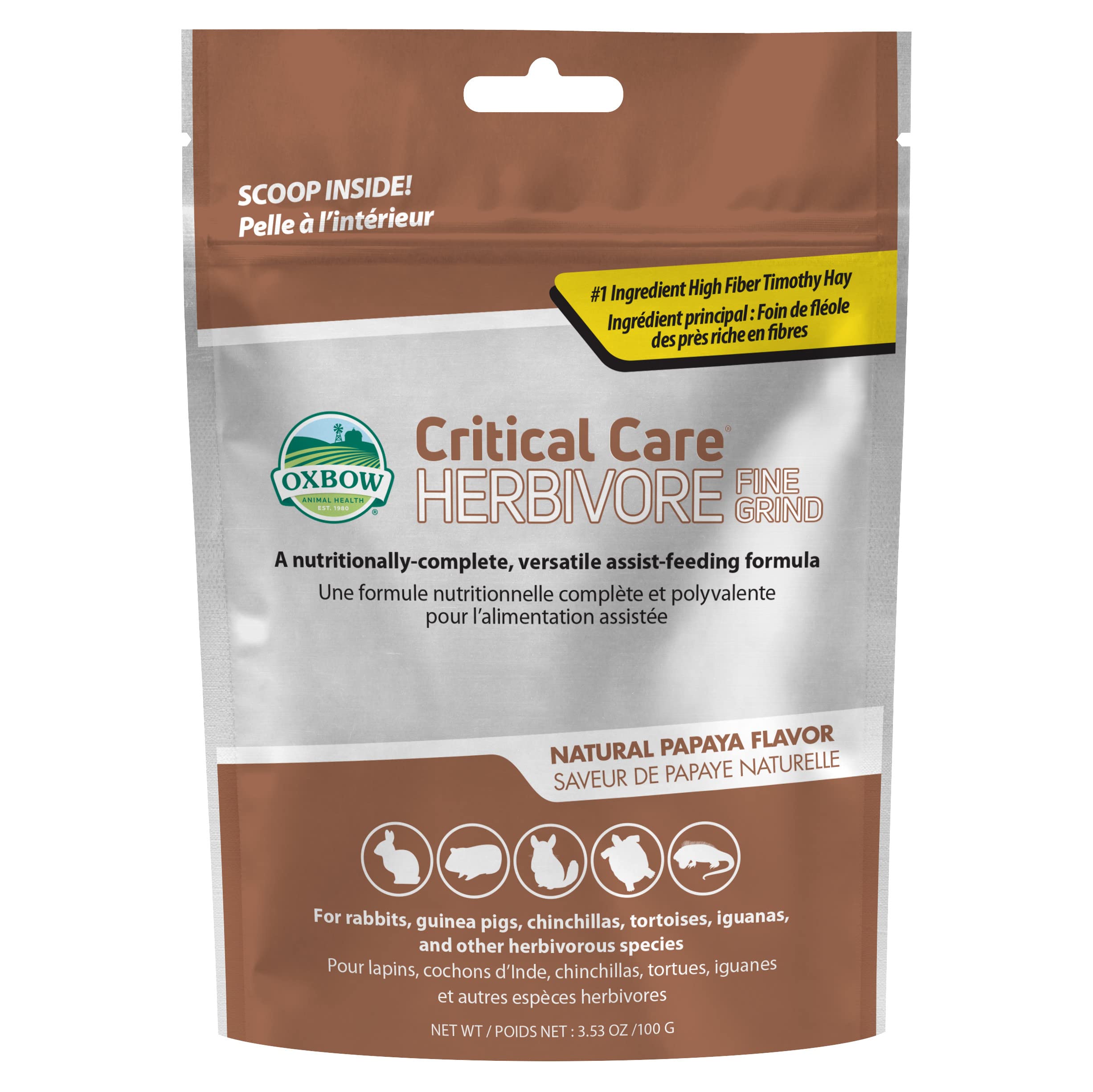 Oxbow Critical Care Herbivore, Emergency Guinea Pig Food, Rabbit Food for Recovery, Natural Apple Banana Flavor, Critical Care for Guinea Pig Emergency Kit, Made in USA, 141 Grams