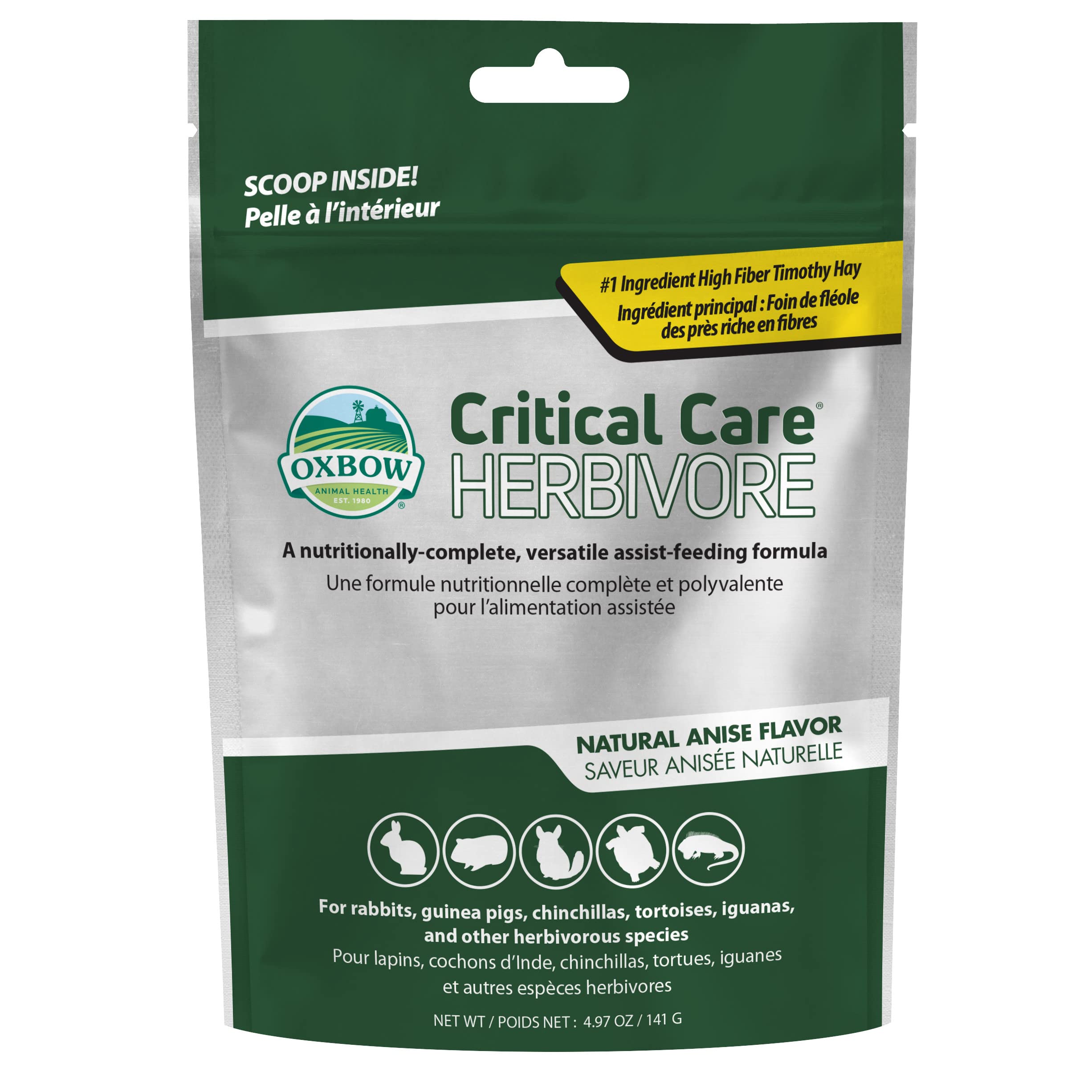 Oxbow Critical Care Herbivore, Emergency Guinea Pig Food, Rabbit Food for Recovery, Natural Apple Banana Flavor, Critical Care for Guinea Pig Emergency Kit, Made in USA, 141 Grams