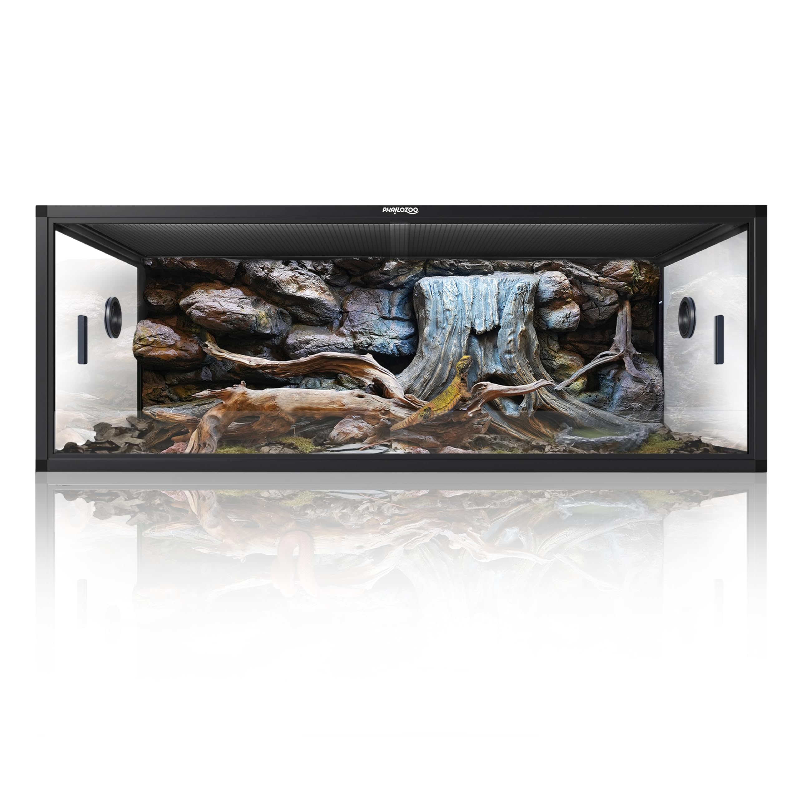 50 Gallon Bearded Dragon Tank, Reptile Enclosure for Easy Maintenance, Front Opening Reptile Tank with Top Screen Ventilation & Glass Sliding Door 36''x18''x18''