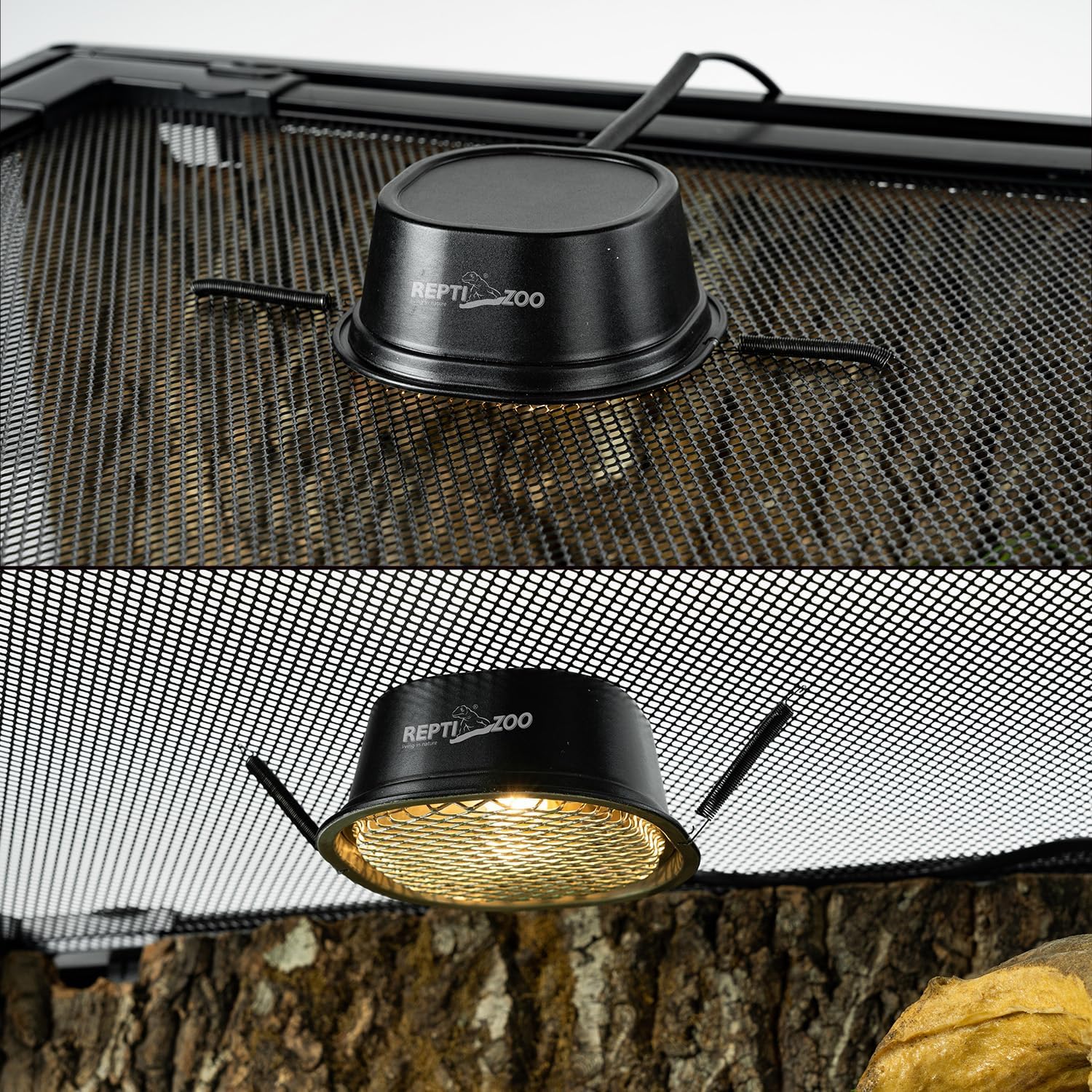 G9 Reptile Heat Lamp Bulb and Light Fixture with Safety Mesh, G9 Mini Heat Bulb 50W Warm White, UVA Reptile Heat Lamp and Basking Lampshade for Bearded Dragon Gecko Turtle Lizard Snake