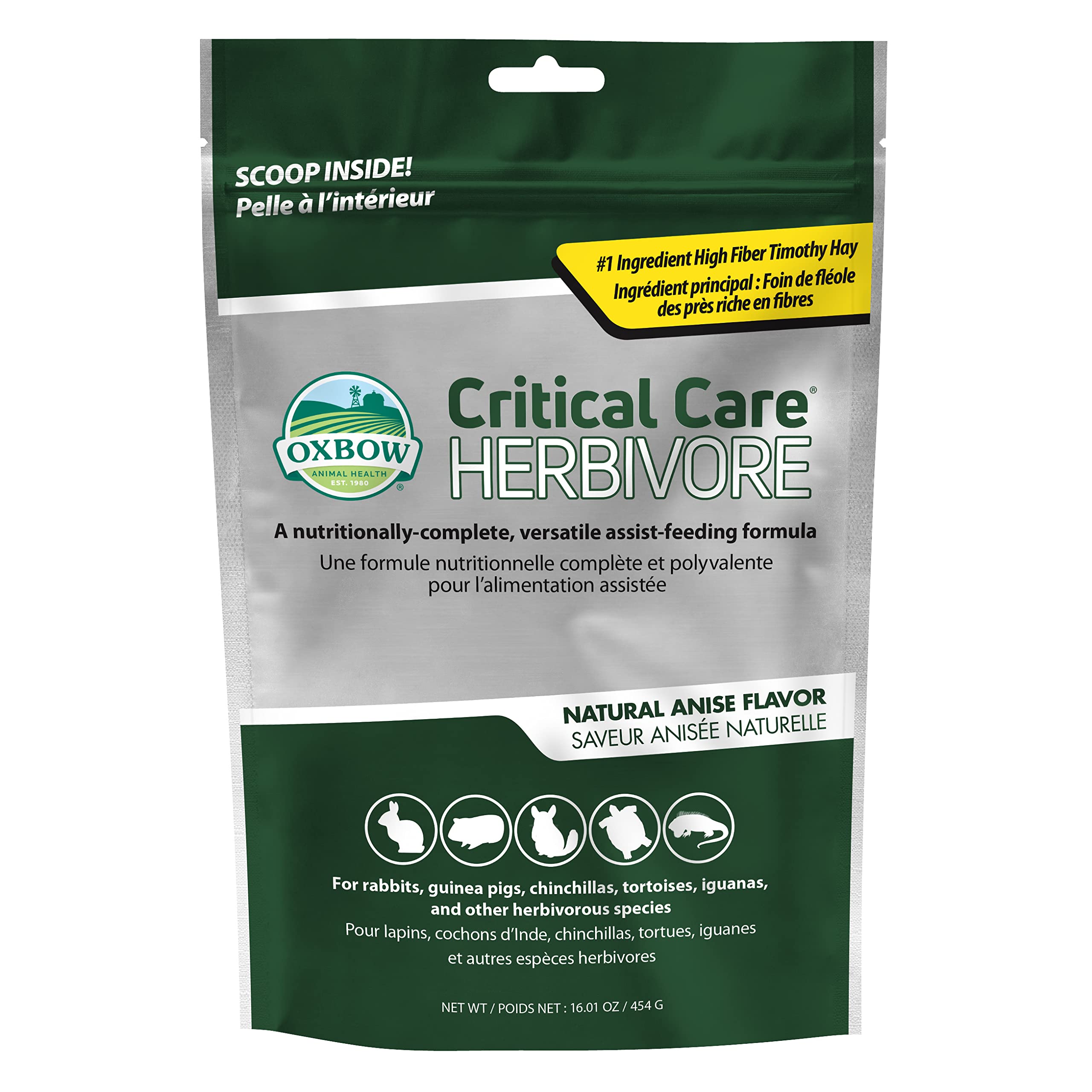 Oxbow Critical Care Herbivore, Emergency Guinea Pig Food, Rabbit Food for Recovery, Natural Apple Banana Flavor, Critical Care for Guinea Pig Emergency Kit, Made in USA, 141 Grams