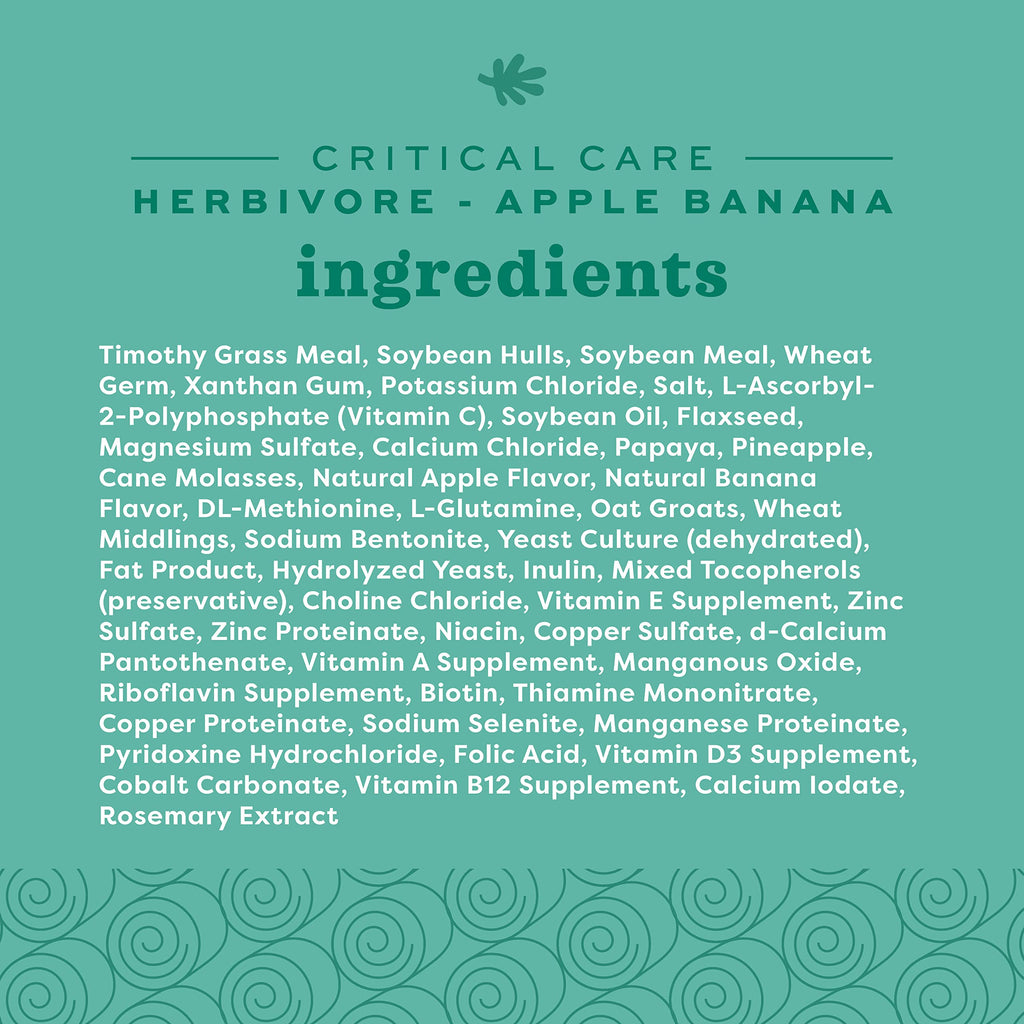 Oxbow Critical Care Herbivore, Emergency Guinea Pig Food, Rabbit Food for Recovery, Natural Apple Banana Flavor, Critical Care for Guinea Pig Emergency Kit, Made in USA, 141 Grams