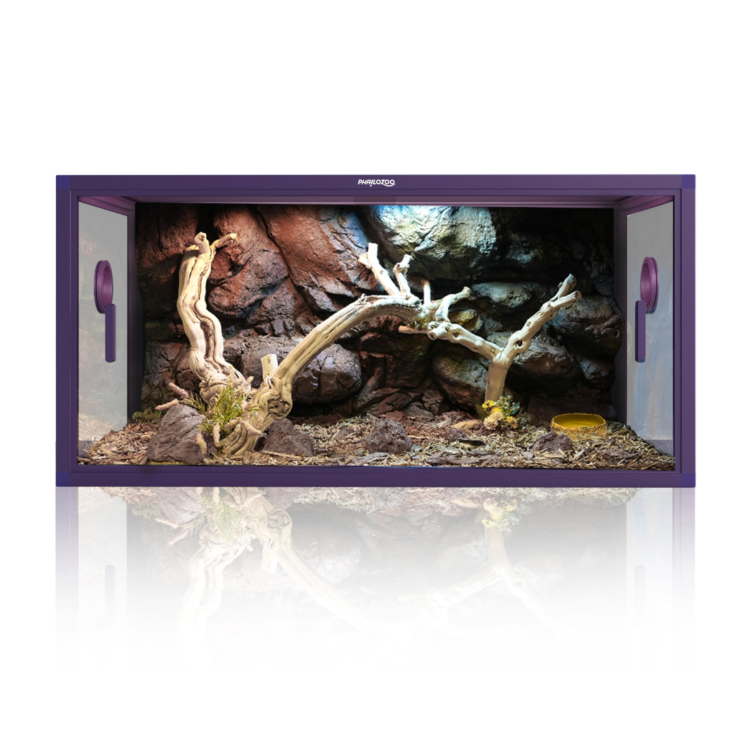 50 Gallon Bearded Dragon Tank, Reptile Enclosure for Easy Maintenance, Front Opening Reptile Tank with Top Screen Ventilation & Glass Sliding Door 36''x18''x18''
