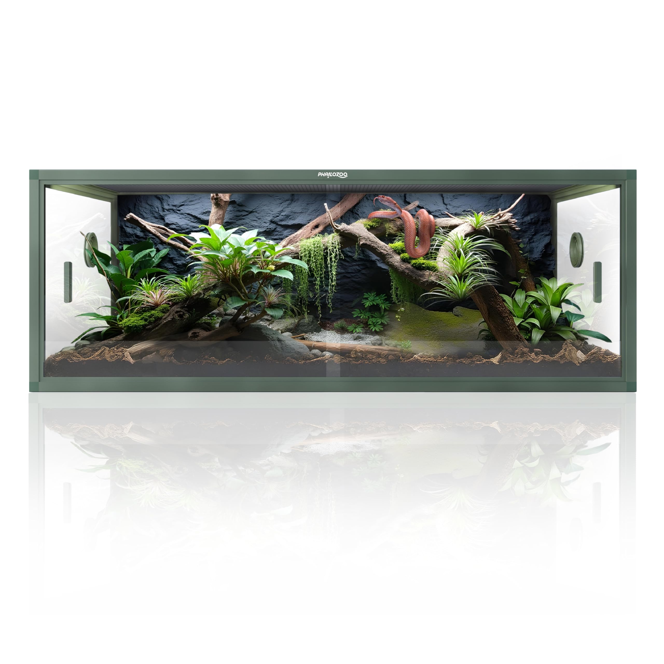 50 Gallon Bearded Dragon Tank, Reptile Enclosure for Easy Maintenance, Front Opening Reptile Tank with Top Screen Ventilation & Glass Sliding Door 36''x18''x18''