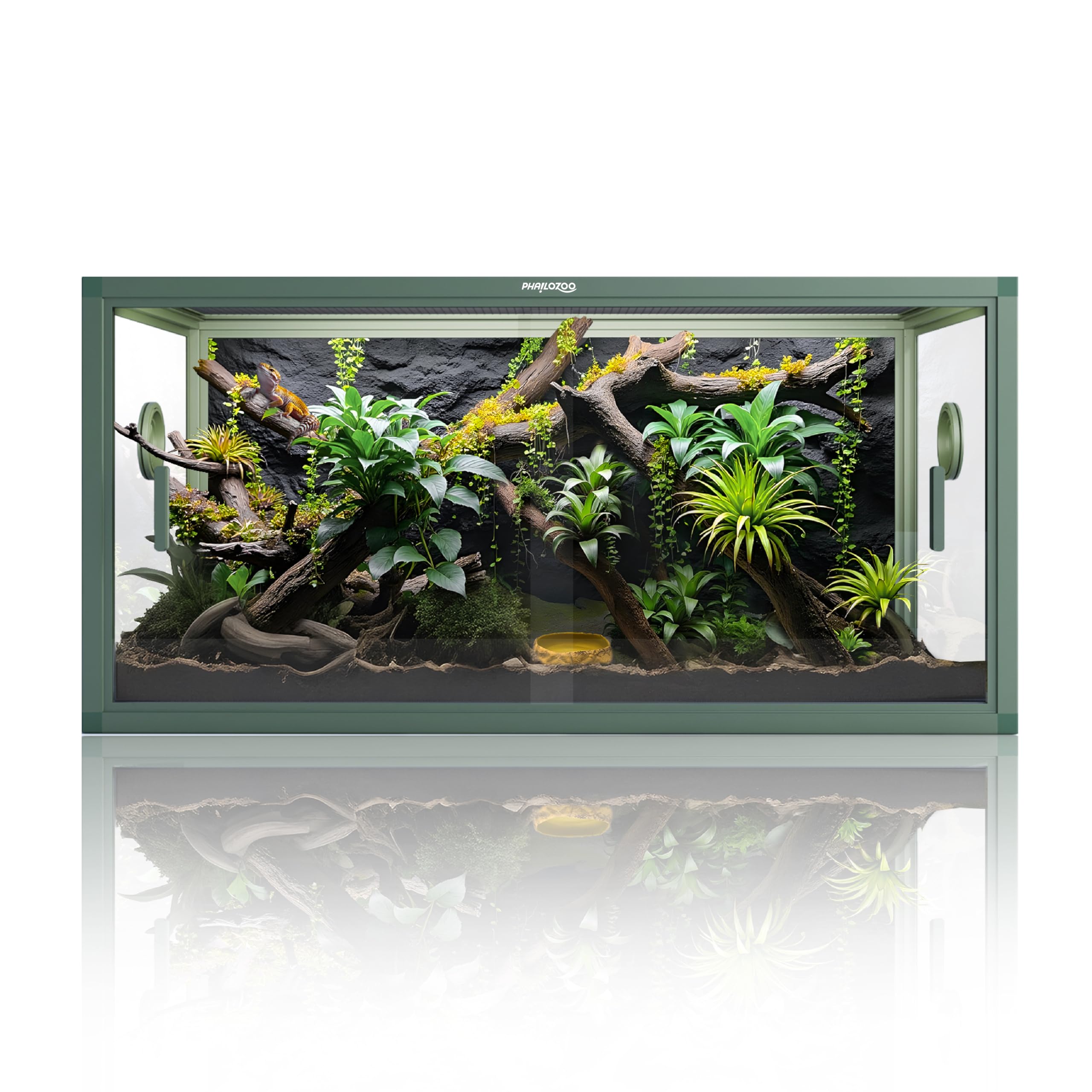 50 Gallon Bearded Dragon Tank, Reptile Enclosure for Easy Maintenance, Front Opening Reptile Tank with Top Screen Ventilation & Glass Sliding Door 36''x18''x18''